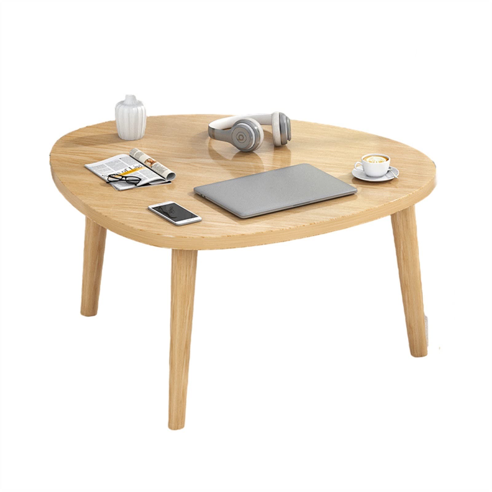 Retro Triangle Wood Side Table - 50x30cm Coffee Table for Living Room, Balcony & Small Apartment | Vintage Tea Table with Sofa | Perfect for Reading Nook, Plant Stand & Home Decor