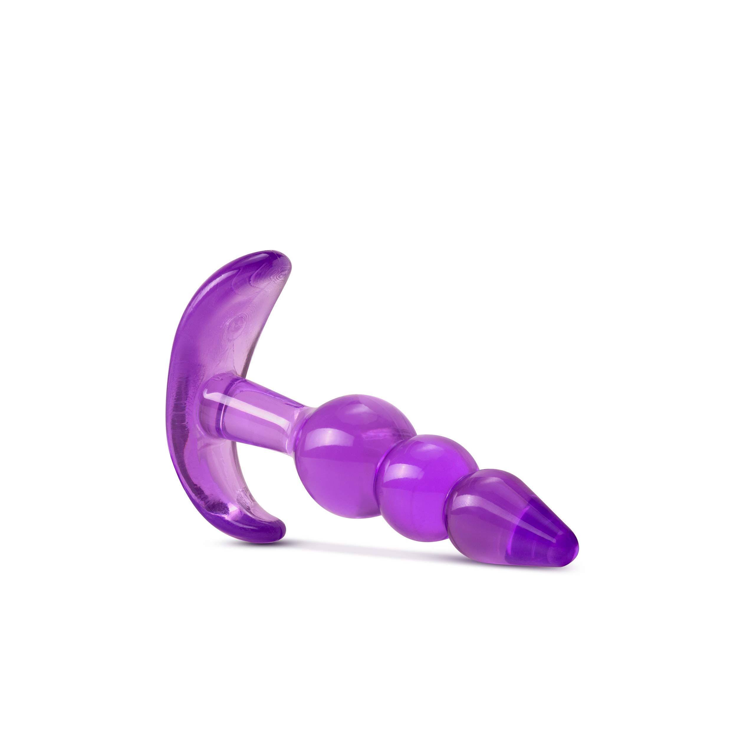Blush Novelties B Yours Triple Beaded Butt Plug - 3.25 Inch See-Through Silicone Anal Toy with Anchor Base | Flexible, Comfortable & Easy to Insert | Fragrance-Free & Easy to Clean | Perfect for Beginners, Couples Play & Solo Exploration