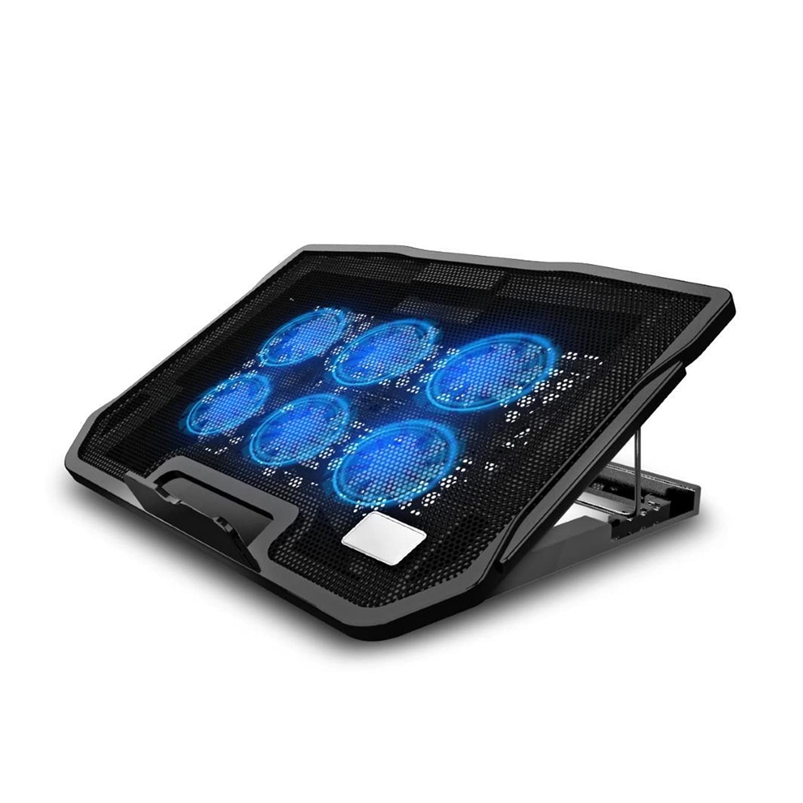 MKOIJN Laptop Cooling Pad with 6 Quiet Fans & 2 USB Ports - Adjustable Ergonomic Stand for 14-15.6 Inch Laptops (Black) - Perfect for Gaming, Office Work & Home Use