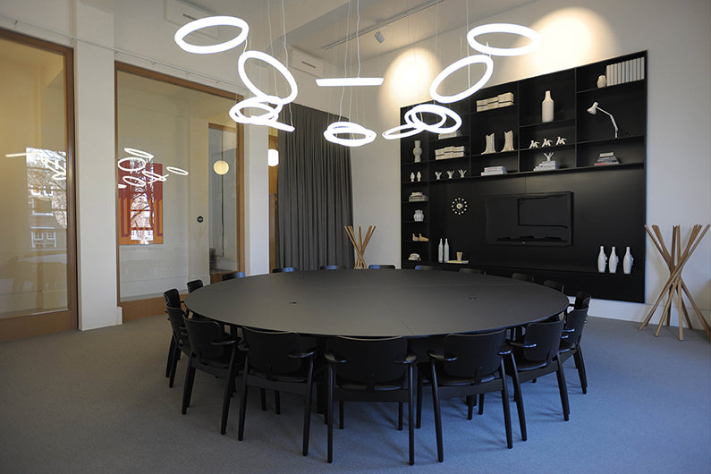 Modern Halo Circular Pendant Light - Sleek LED Hanging Lamp for Kitchen Island, Dining Room & Bedroom - Adjustable Dimmable Ceiling Light Fixture
