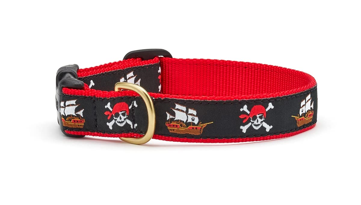 Up Country Dog Collar - Pirate Design Small Narrow Adjustable Pet Collar for Small Dogs - Perfect for Daily Walks, Training & Costume Parties