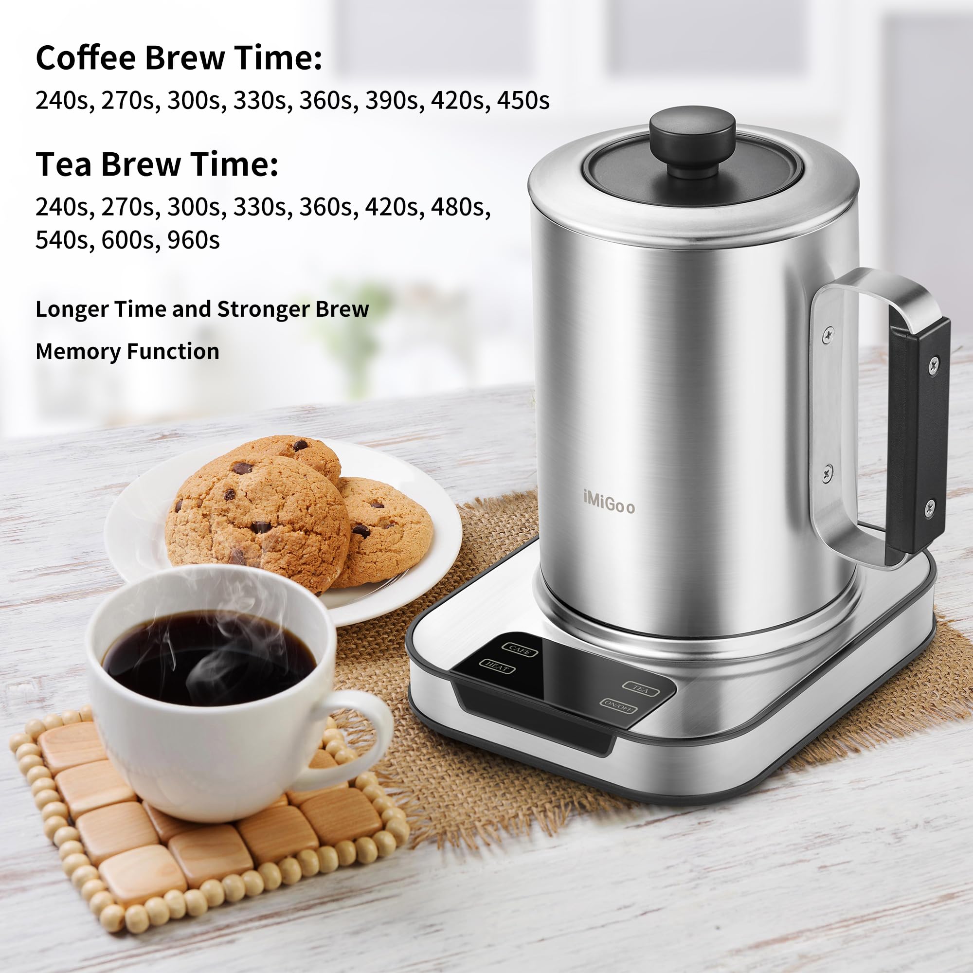 DualBrew Pro - 24 Oz Coffee & Tea Maker with 34oz Boiling Capacity, Double-Walled Stainless Steel Electric Kettle for Home, Office & Camping | Fast Heating, Multi-Functional & Portable Design | Perfect for Brewing Coffee, Tea & Hot Beverages Anywhere