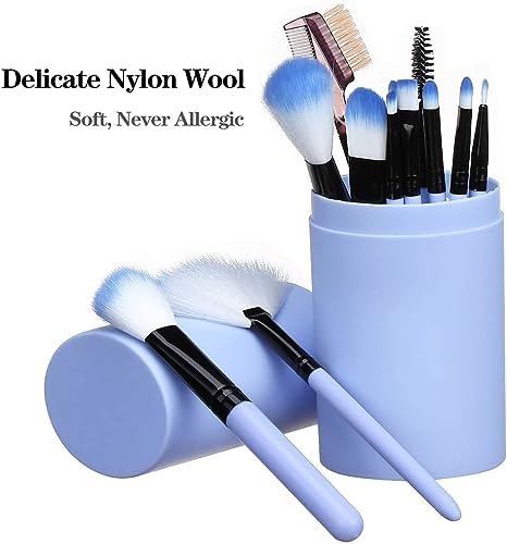 LANELLIE 12-Piece Professional Makeup Brush Set with Pink Beauty Blender - Foundation, Eyeshadow, Eyebrow, Eyeliner, Blush, Concealer & Contour Brushes - Perfect for Everyday Makeup, Travel & Professional Use