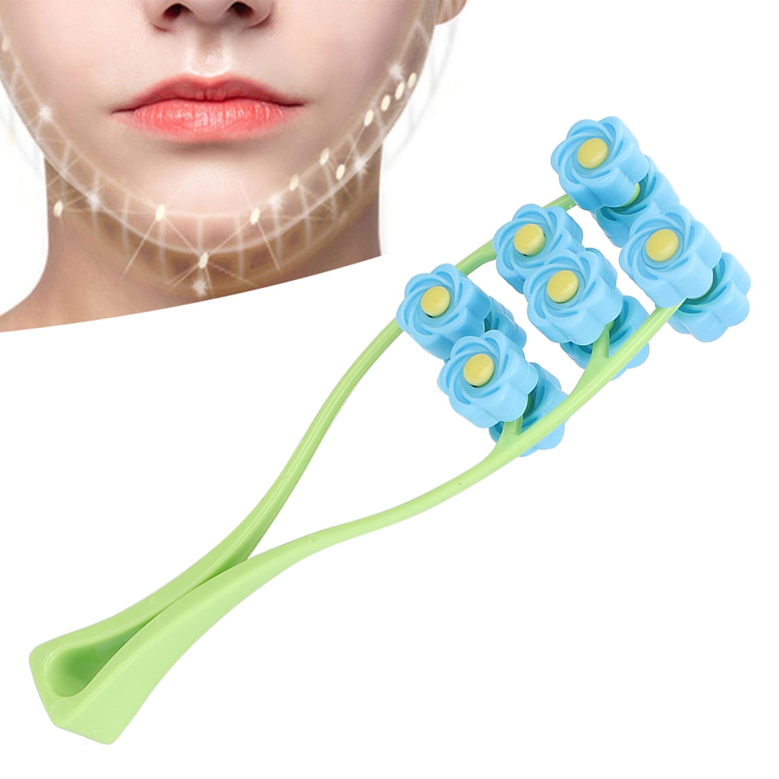 Flower-Shaped Face Massage Roller - Plastic Skin Care Massager for Relaxation & Anti-Aging (Blue) | Perfect for Home Spa, Facial Rejuvenation & Stress Relief