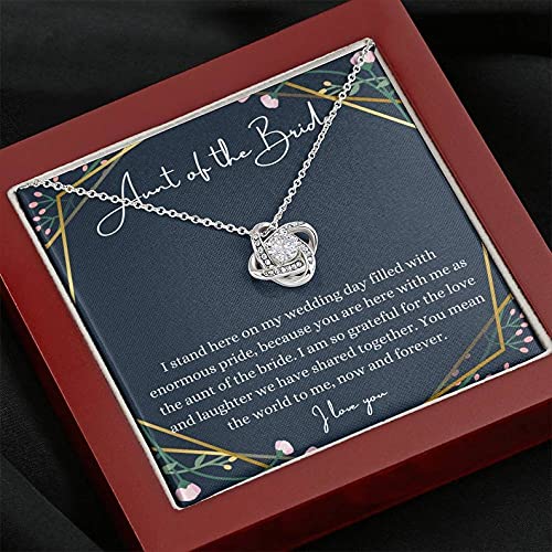 Love Knot Necklace - Elegant Wedding Gift for Bride's Aunt | Sterling Silver Jewelry with Engraved Message Card & Gift Box | Perfect for Bridal Shower, Wedding Day & Anniversary Celebrations