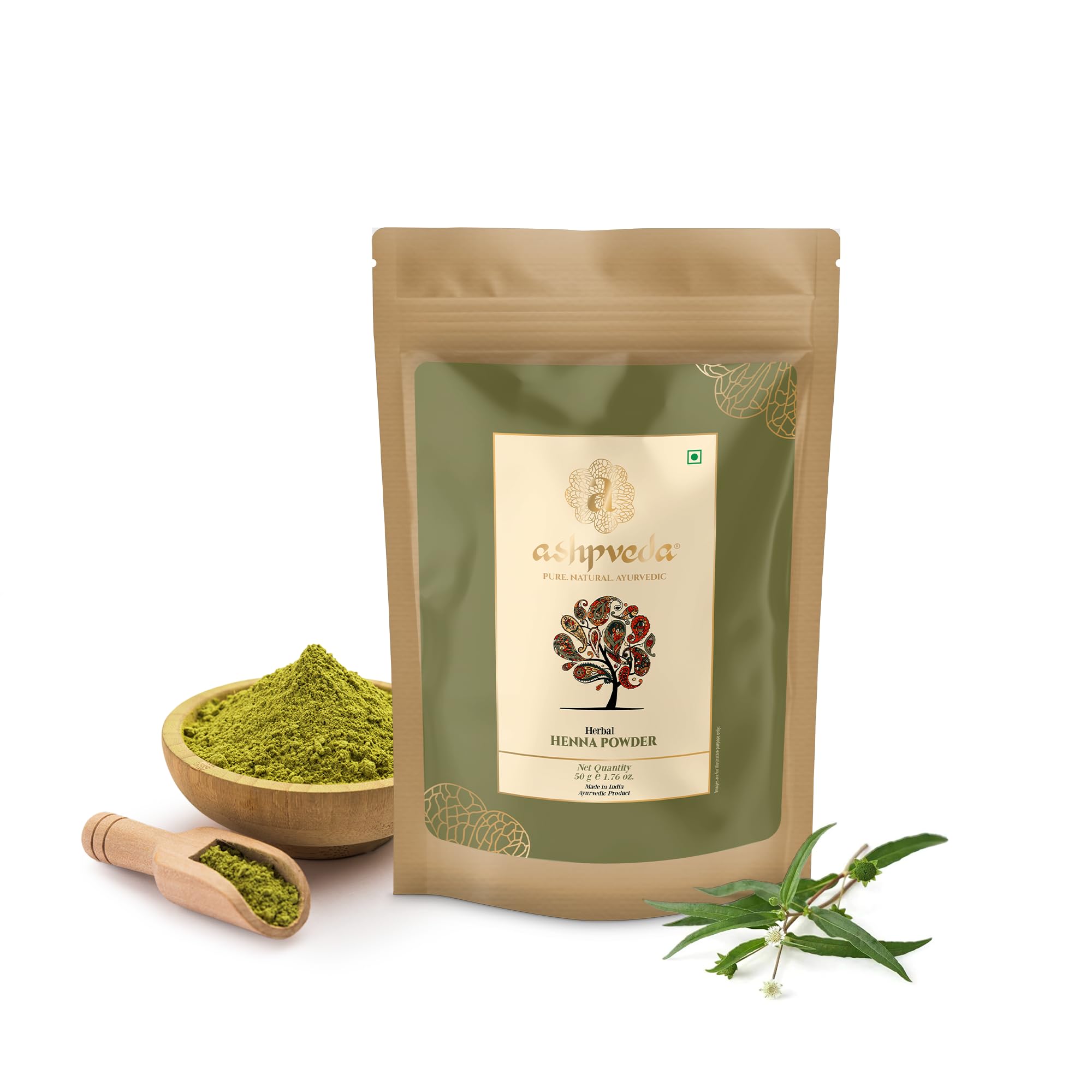 100% Pure Ashpveda Natural Henna & Indigo Hair Dye for Women | Herbal Hair Color Combo (50g Each) | Safe Chemical-Free Gray Coverage | Perfect for Home Use & Salon Treatments