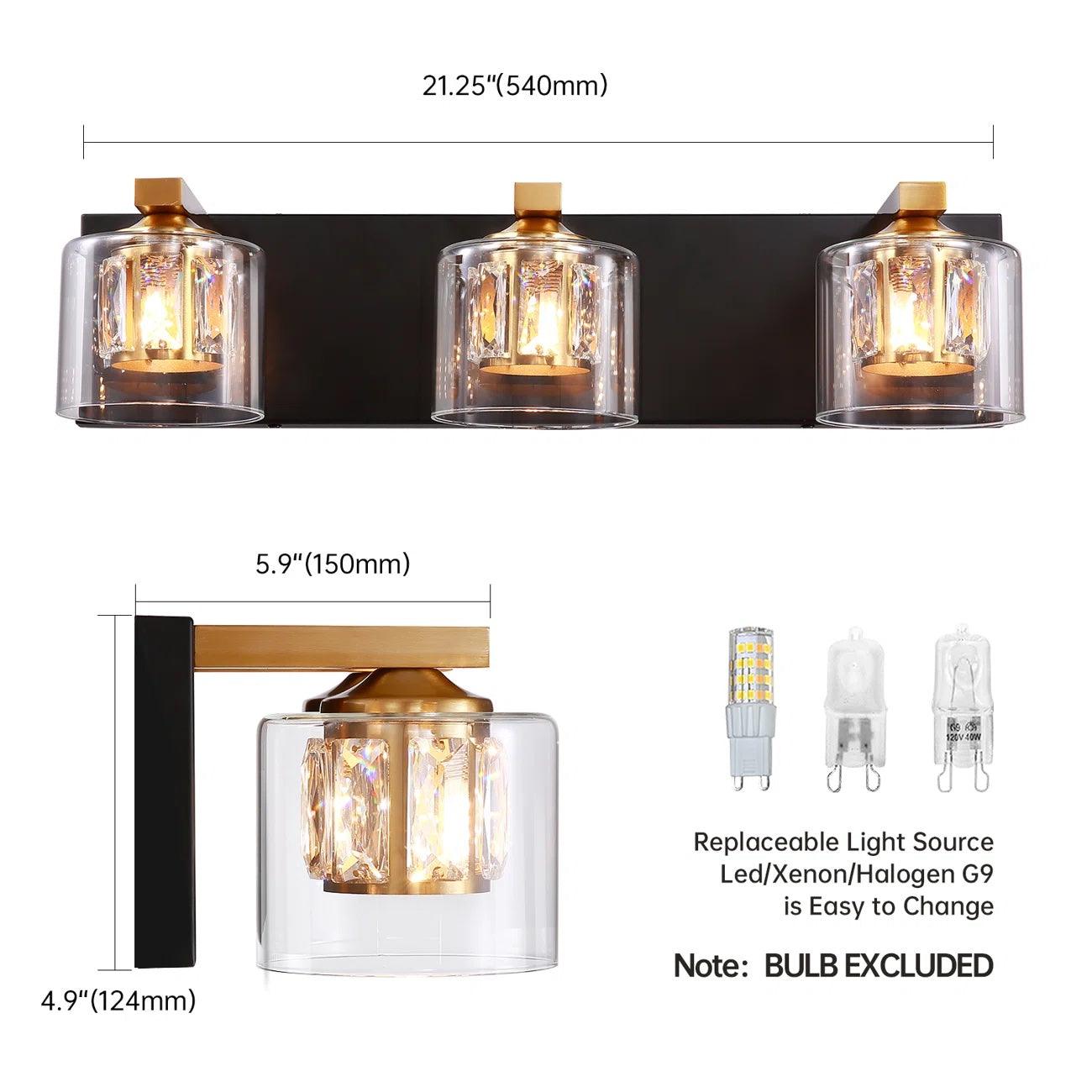 Kolt Modern 3-Light Bathroom Vanity Light Fixture - Brushed Nickel Finish for Bathroom, Powder Room & Dressing Area Lighting