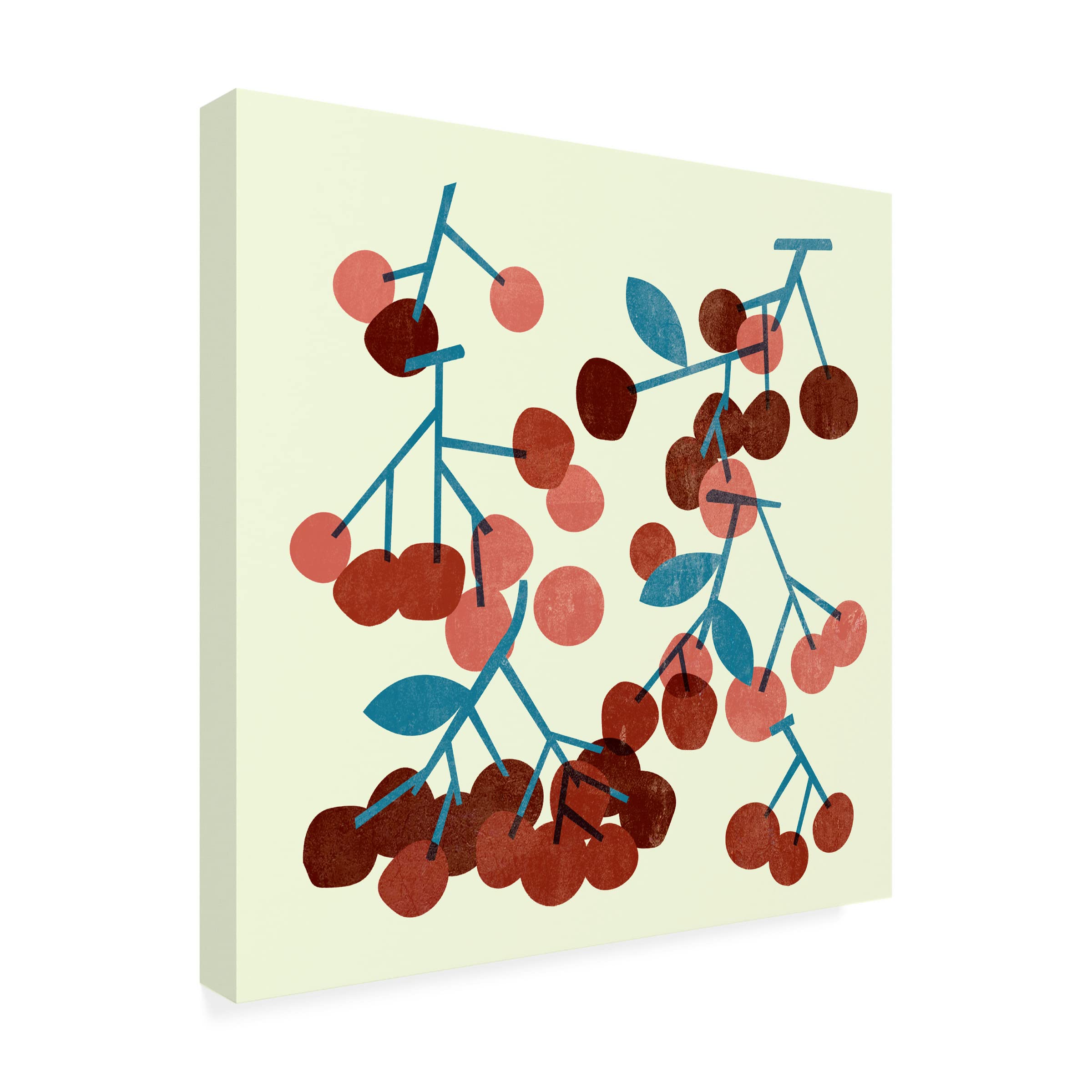 Sweet Cherries II Canvas Wall Art by Melissa Wang - Handmade Fruit Painting for Kitchen, Dining Room & Home Decor
