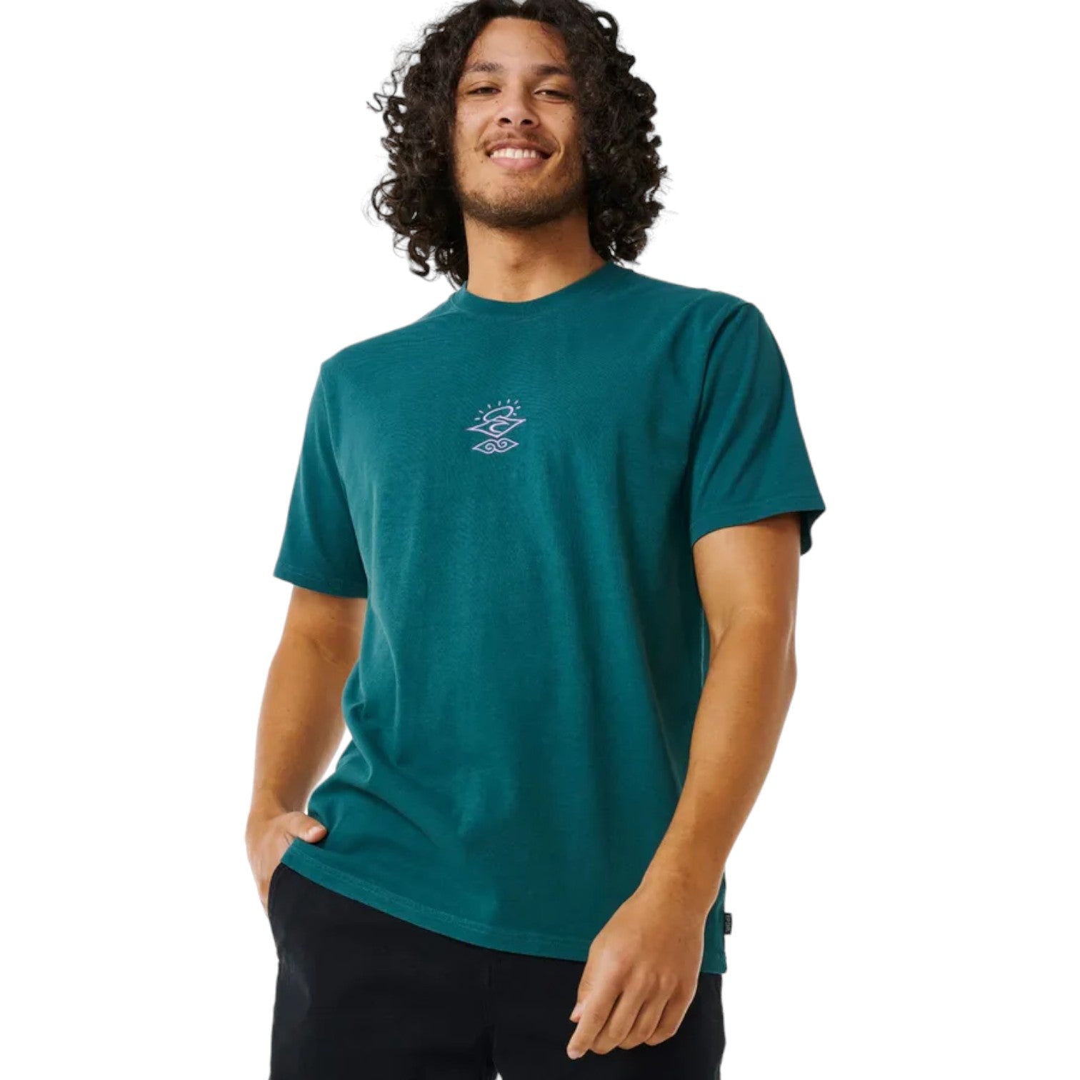 Rip Curl Men's Searchers Embroidery T-Shirt - Casual Short Sleeve Graphic Tee for Surfing, Beach & Everyday Wear