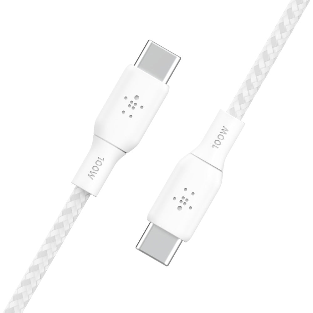 Belkin BoostCharge 100W USB C to USB C Fast Charging Cable (2M/6.6ft) - White | Compatible with MacBook Pro, iPad Pro, Galaxy S23 & More | Perfect for Home, Office & Travel Charging