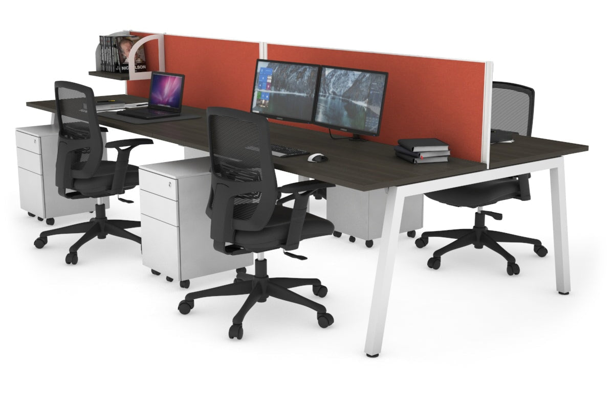 Quadro 4-Person Office Workstation Desk - 1400L x 700W Dimensions - Perfect for Team Collaboration, Open Office Spaces & Coworking Environments