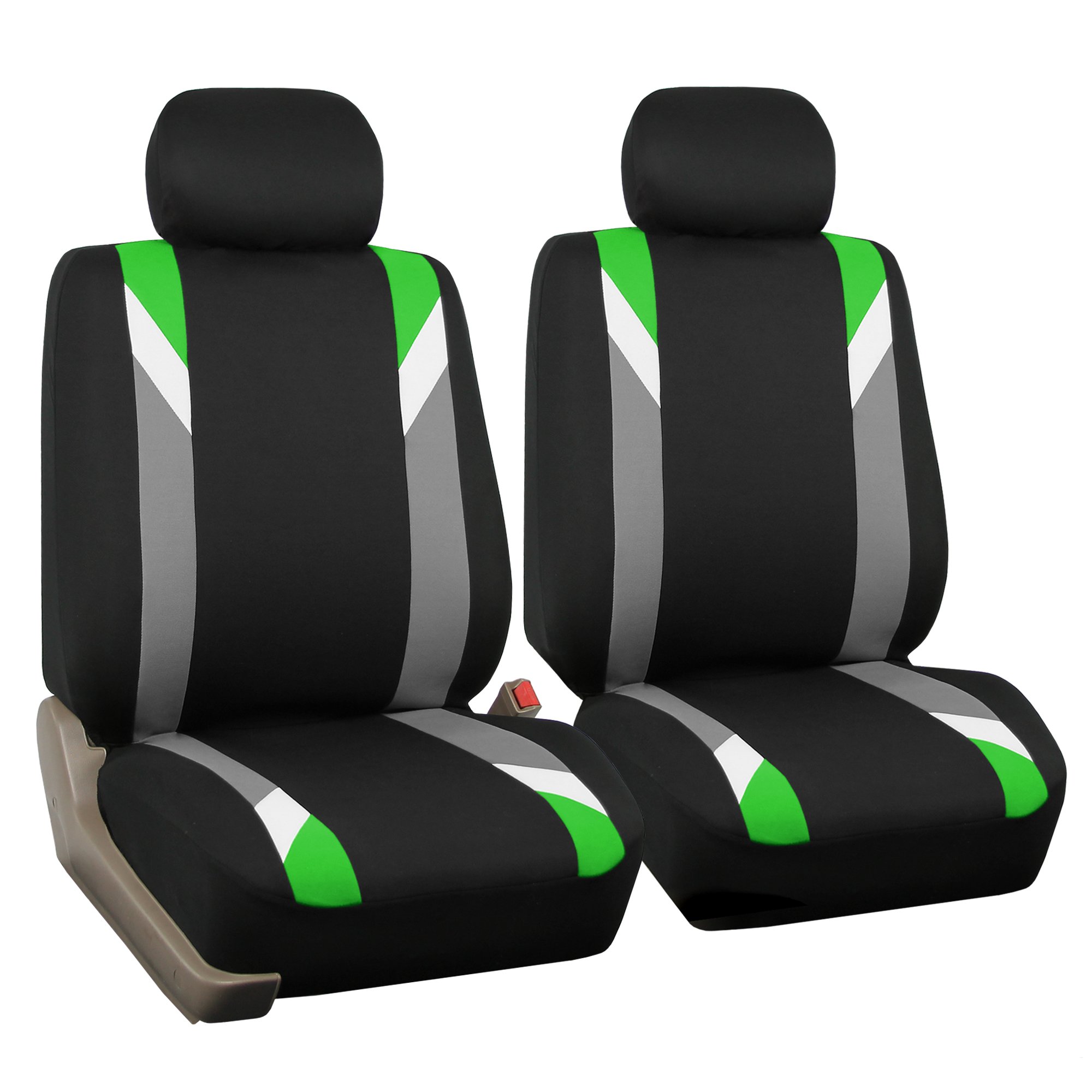 Premium Universal Airbag-Compatible Car Seat Covers - Modern Green Front Seat Protectors for Cars, Trucks, SUVs & Vans | Durable Interior Accessories for Daily Commute & Road Trips