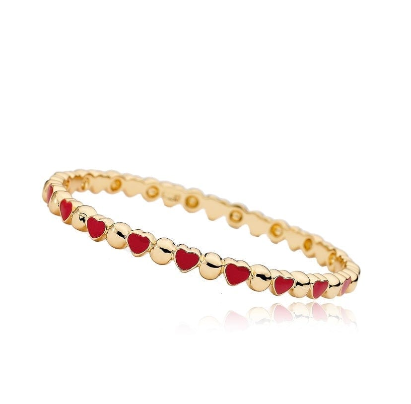 Topaz & Ruby Red Heart Bangle Bracelet for Women - Elegant Jewelry Gift for Valentine's Day, Anniversary & Special Occasions