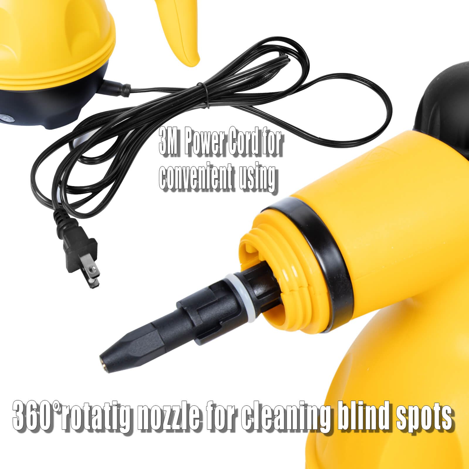 2500W Handheld Steam Cleaner - Fast Heating 10S, High Pressure Portable Steamer for Home Cleaning - Perfect for Floors, Tiles, Grout & Upholstery (Yellow)