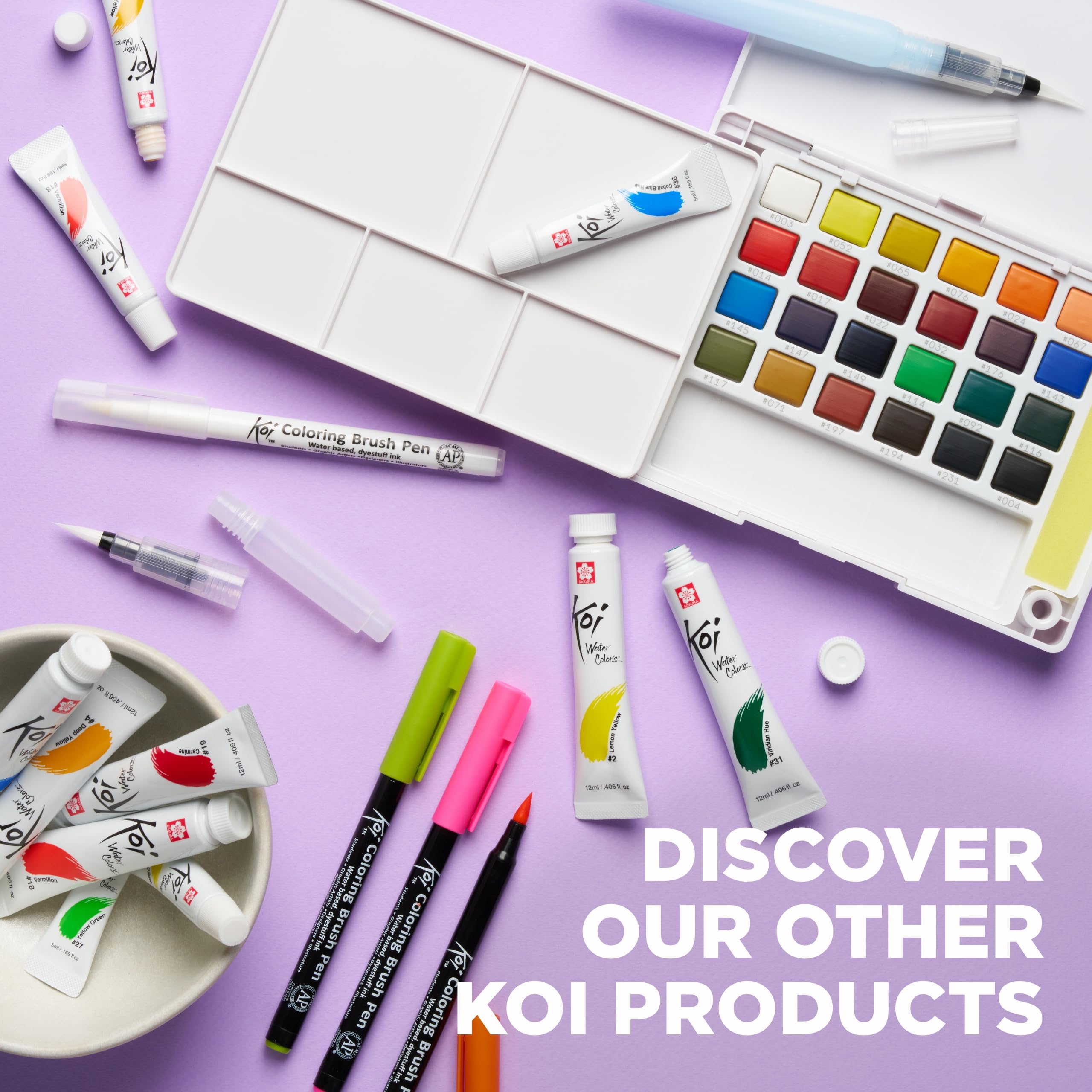 SAKURA Koi Water Brush - Medium Tip Watercolor Brush with 4ml Tank - Perfect for On-the-Go Painting and Sketching