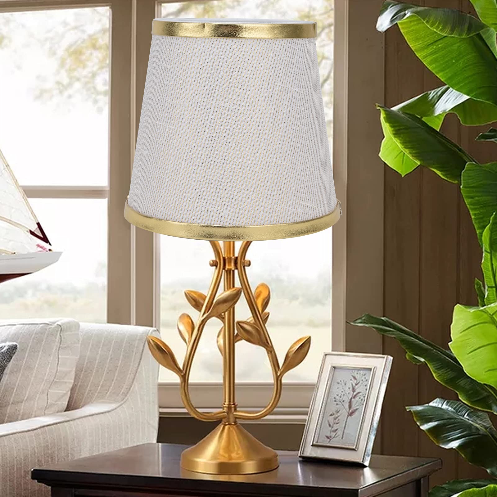 2PCS Creamy White Fabric Lampshades for E14 Bulb - Candle Chandelier Wall & Table Lamp Shades - Perfect for Bedroom, Living Room, and Dining Room Lighting Decor