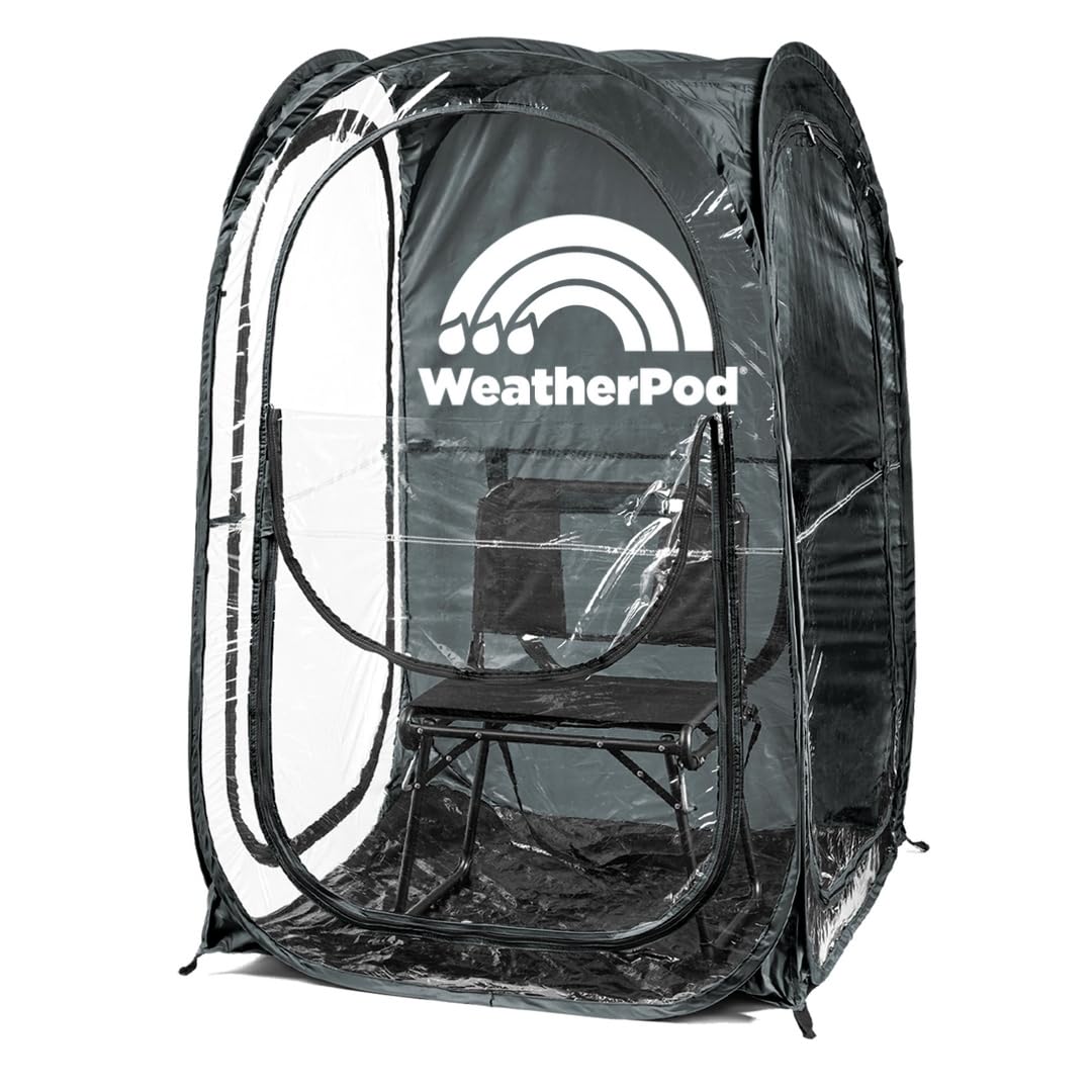 WeatherPod® 1-2 Person Pop-Up Shelter - Portable Weatherproof Pod for Outdoor Sports, Camping, Beach & Events - Stay Warm, Dry & Shaded - Shark Tank MyPod™ (Black, 40