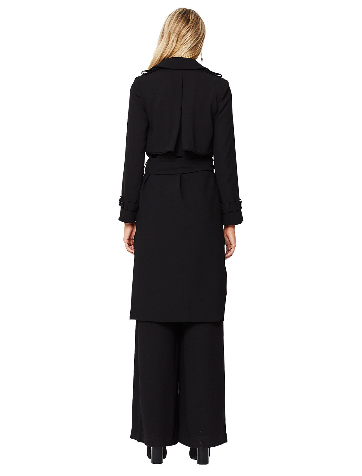 Camielle Duster Jacket - Black Long Sleeve Lightweight Coat for Women | Casual Outerwear for Fall & Spring | Perfect for Office, Travel and Everyday Wear