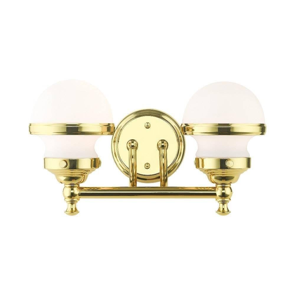 Livex Lighting 2-Light Polished Brass Bathroom Vanity Sconce - Modern Wall Light Fixture for Bathroom, Powder Room & Dressing Area
