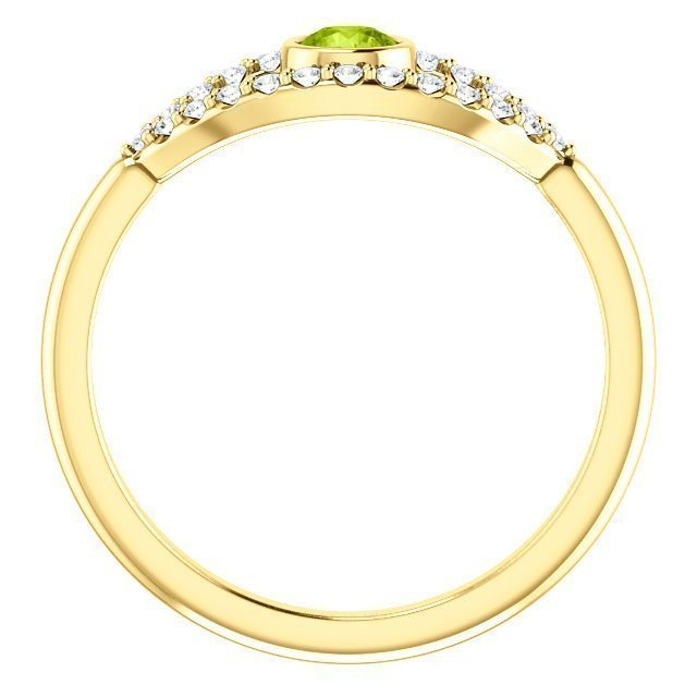 14K Gold 0.22ct Peridot & 0.48ctw White Sapphire Evil Eye Protection Ring for Women - Elegant Jewelry Gift for Birthday, Anniversary & Good Luck Charm