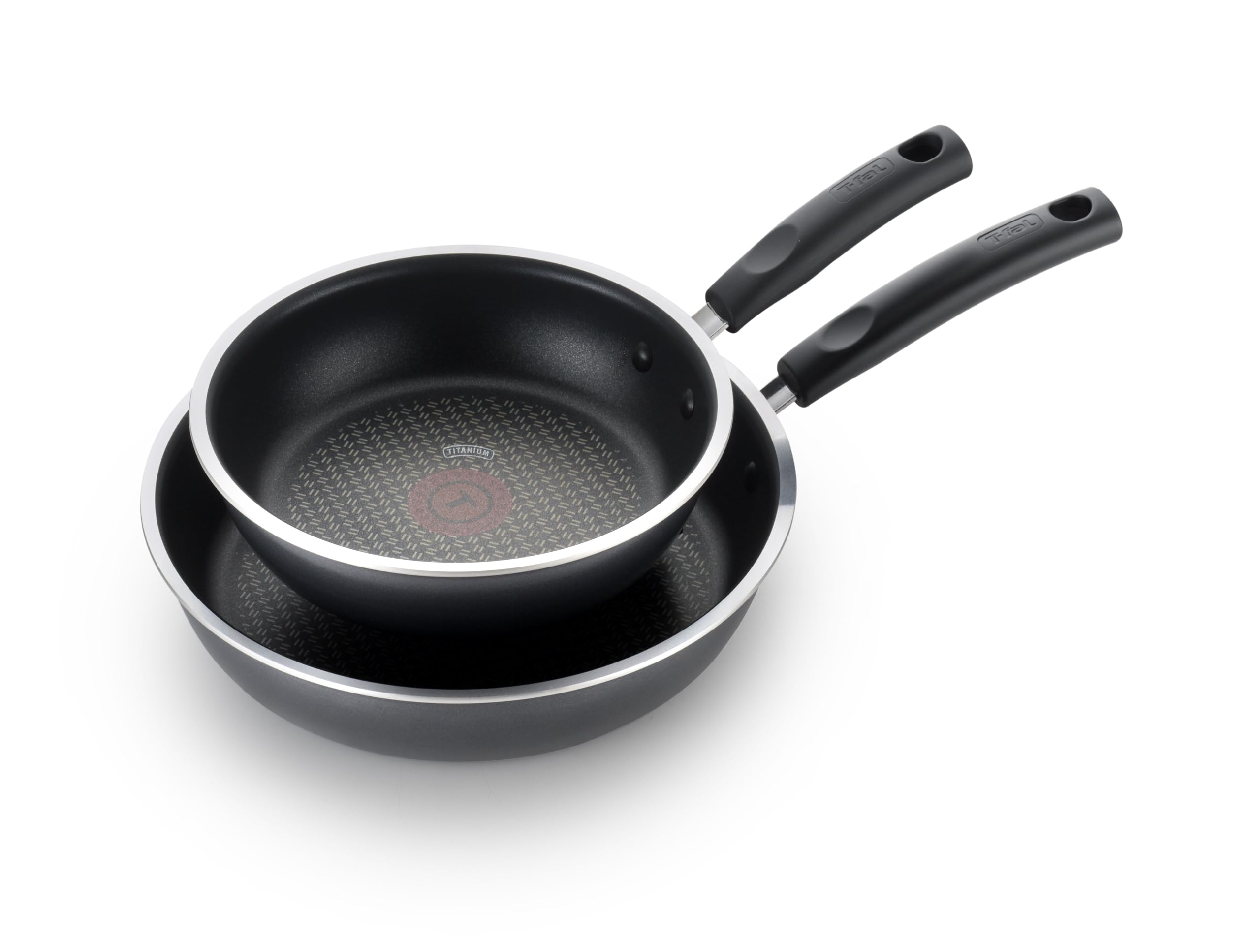 T-fal Signature Non Stick Fry Pan Set - 2 Piece (8 & 10.5 Inch) Oven Safe to 350°F with Heat Indicator | Dishwasher Safe Black Cookware for Sautéing, Frying & Baking | Perfect for Home Kitchen & Professional Use