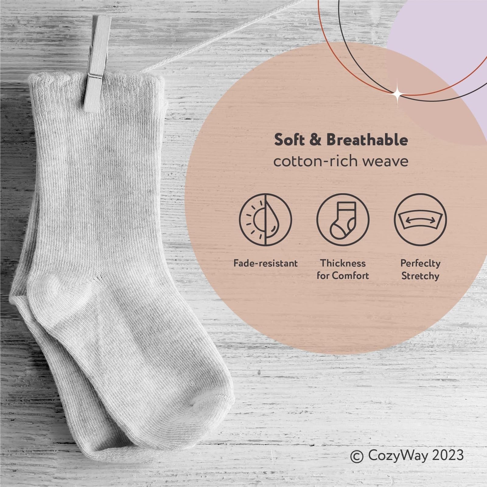 CozyWay Baby & Toddler Cotton Ankle Socks - 12 Pack No Show Comfy Socks for Boys & Girls (0-24 Months) - Perfect for Playtime, Daycare & Everyday Wear
