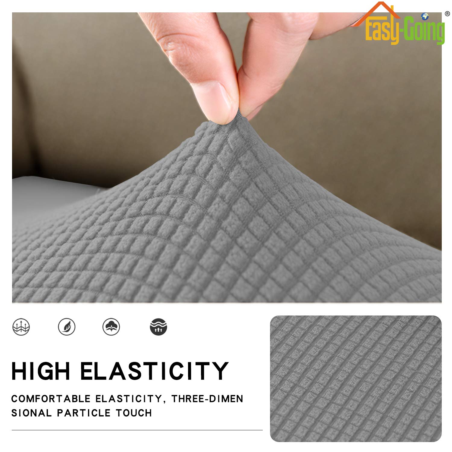 Stretch Loveseat Cushion Cover - Soft Elastic Sofa Slipcover Protector for Furniture (Light Gray) | Perfect for Living Room, Bedroom & Home Decor