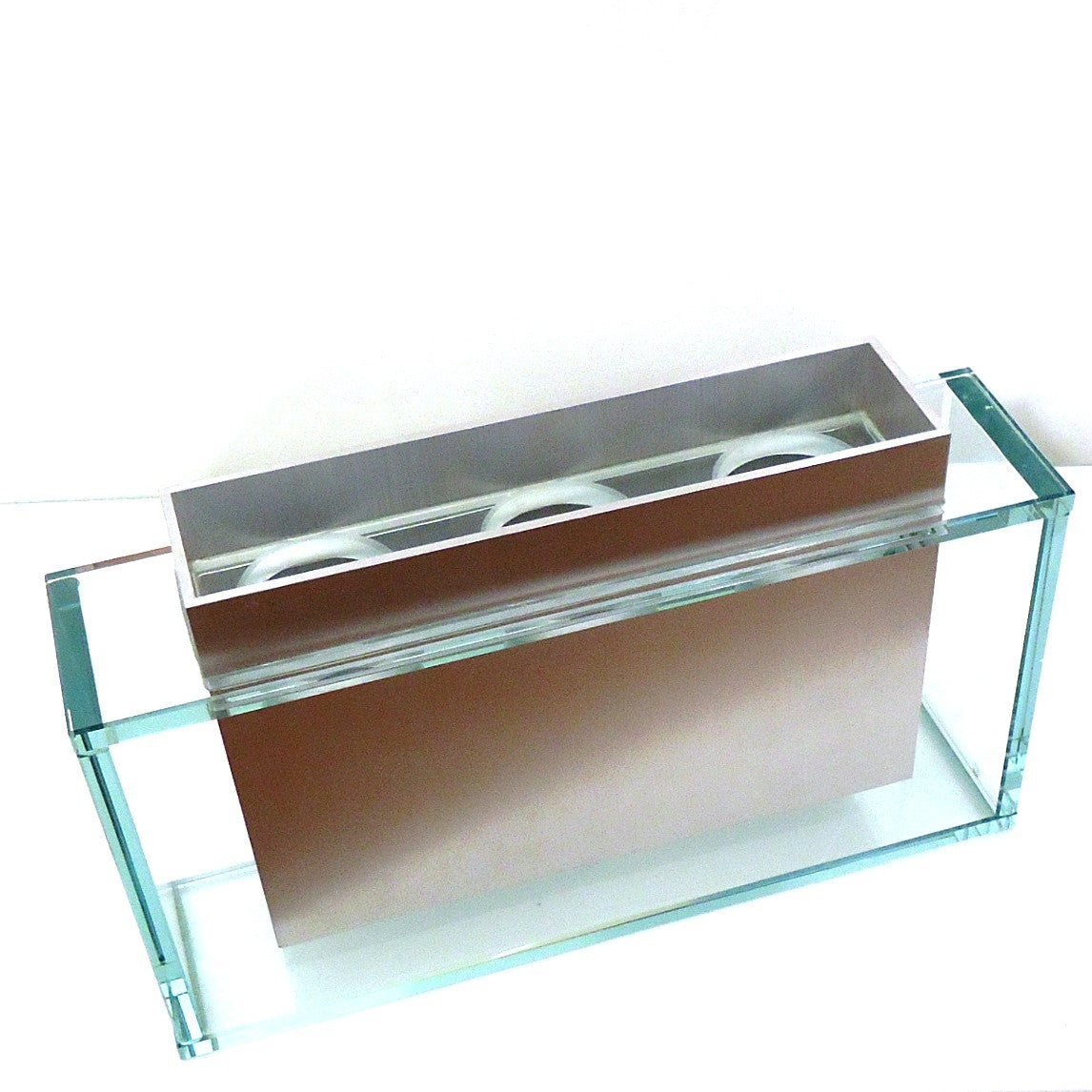 Elegant Glass & Aluminum Vase - Modern Home Decor Centerpiece for Living Room, Wedding, or Office Desk