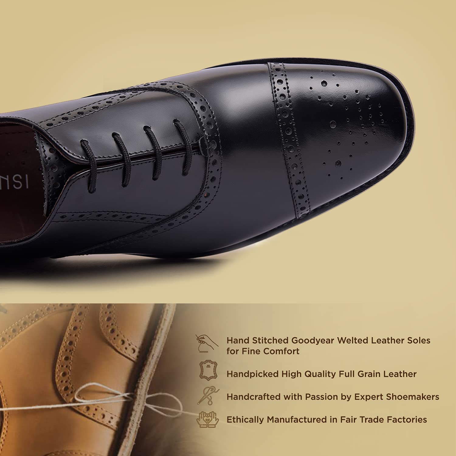 Tallon Men's Genuine Leather Wingtip Oxford Dress Shoes | Goodyear Welted Formal Shoes for Wedding & Business | Handcrafted Luxury Leather Sole Footwear | Comfortable Classic Style for Office, Party & Special Occasions