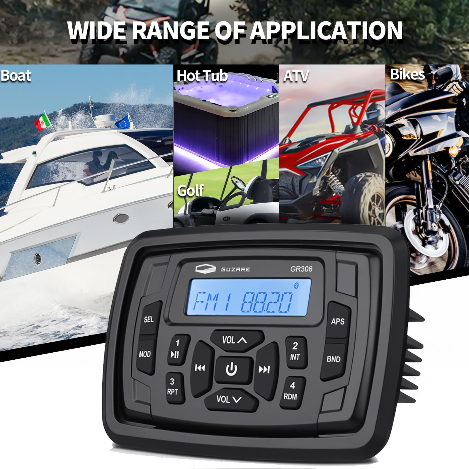 HASDA Waterproof Marine Bluetooth Radio - Digital Audio System Receiver with FM/AM Radio, Boat Speakers & Antenna for Boats, Cars, ATV, UTV, RV | Perfect for Outdoor Adventures, Fishing Trips & Road Trips