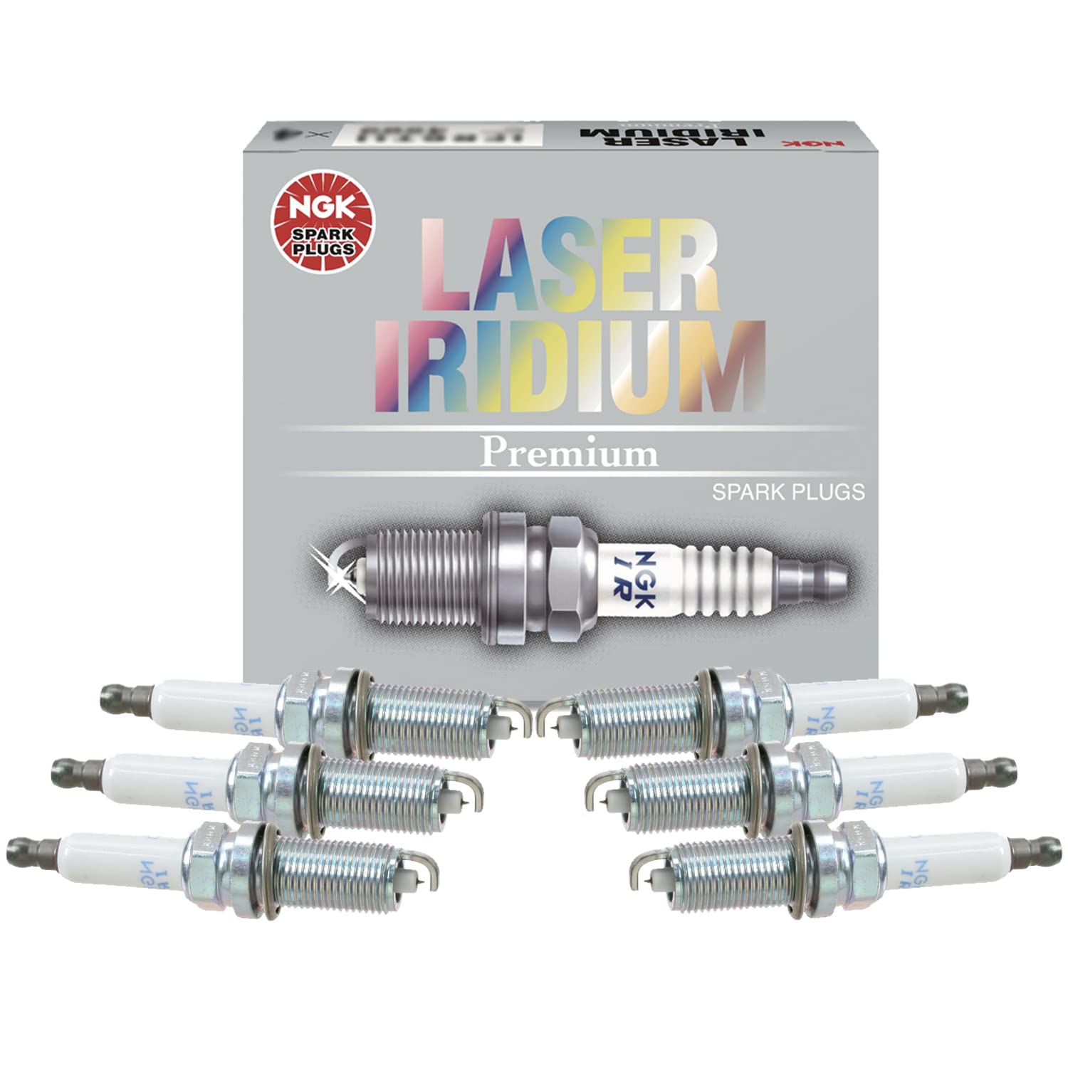 NGK Laser Iridium Spark Plugs - Set of 6 for BMW E60 E61 E70 E85 E86 E90 E91 E92 L6 - High Performance Ignition for Smooth Engine Operation & Fuel Efficiency