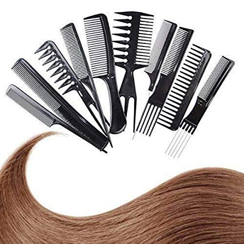 Boosty® 10-Piece Professional Hair Brush & Comb Set - Hygienic Plastic Styling Combs for Men & Women - Perfect for Salon, Travel, Home & Daily Hair Care