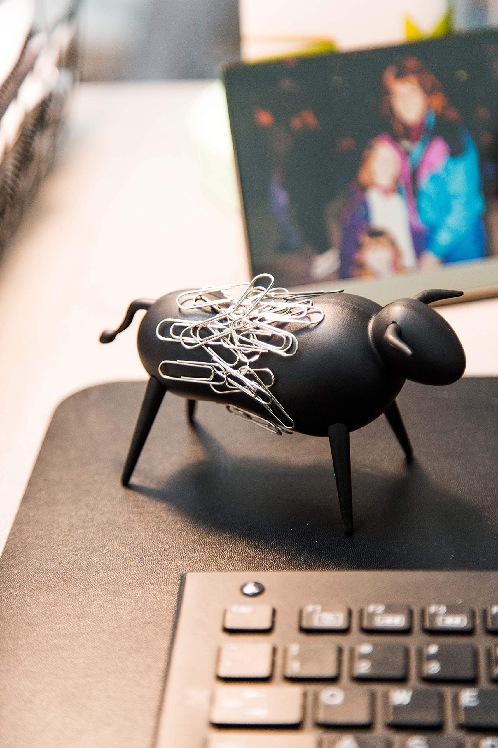 Magnetic Bull Paper Clip Holder - Fun & Secure Office Desk Organizer for Staples, Paper Clips, Bobby Pins | Durable Magnetic Office Accessories | Perfect for Home Office, School Desk & Workspace Organization