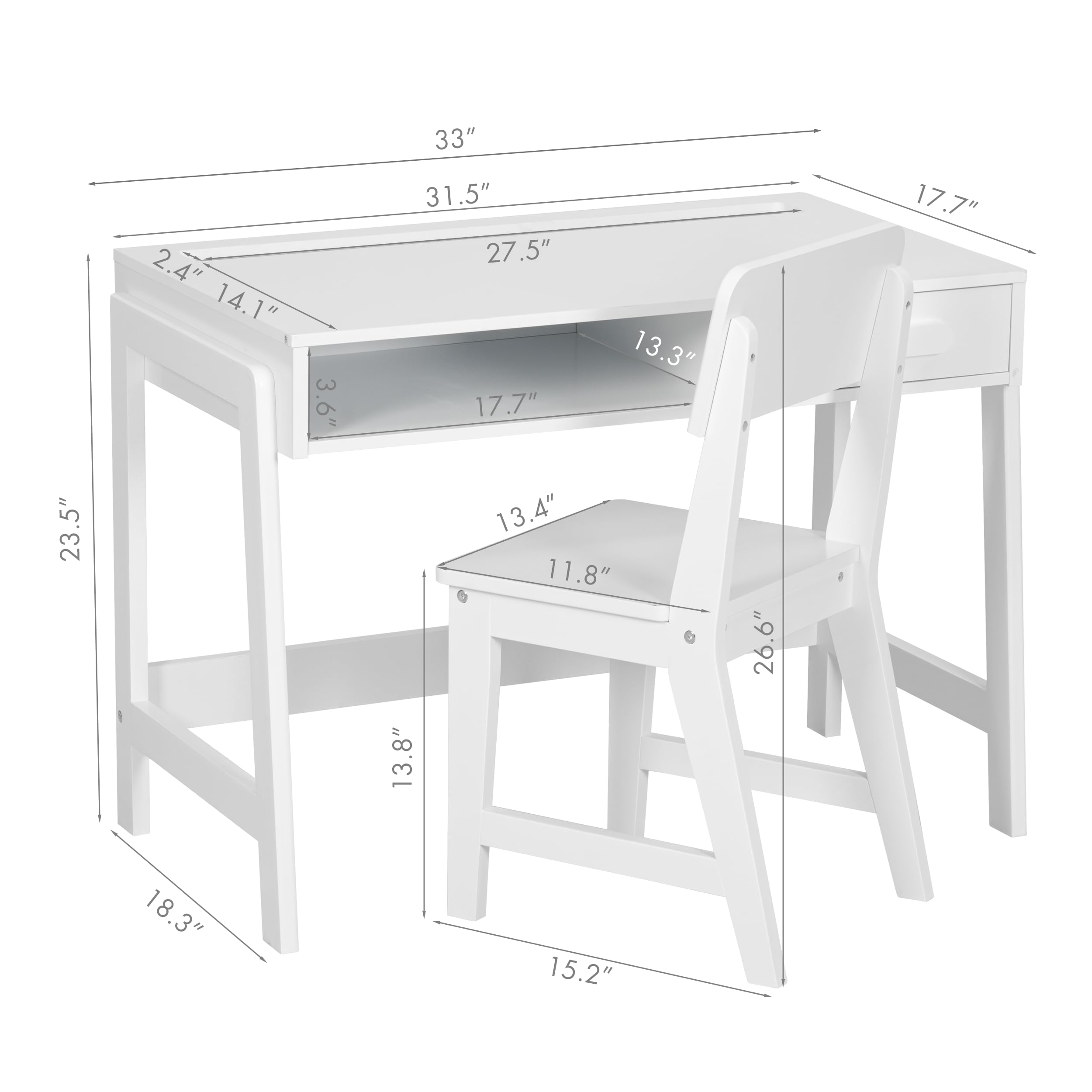UTEX Kids Desk and Chair Set - Adjustable Wooden Study Desk with Storage Drawers, Ergonomic Children's Writing Table & Computer Workstation for Homework, Online Learning in Bedroom, Study Room or Homeschool Classroom