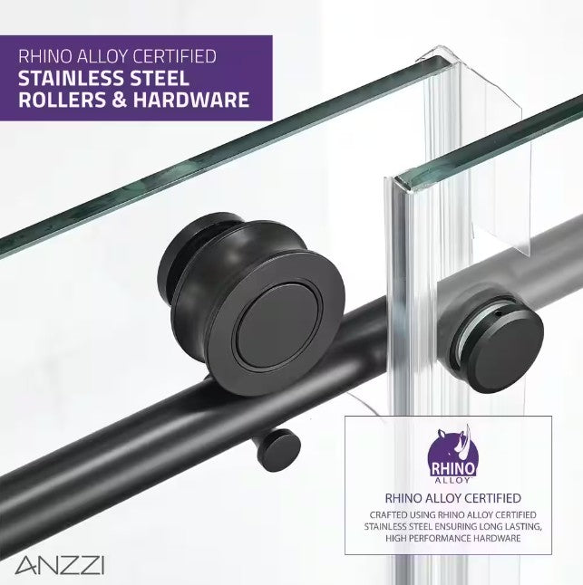 Anzzi SD AZ8077 02MB Leon Frameless Sliding Shower Door - 60