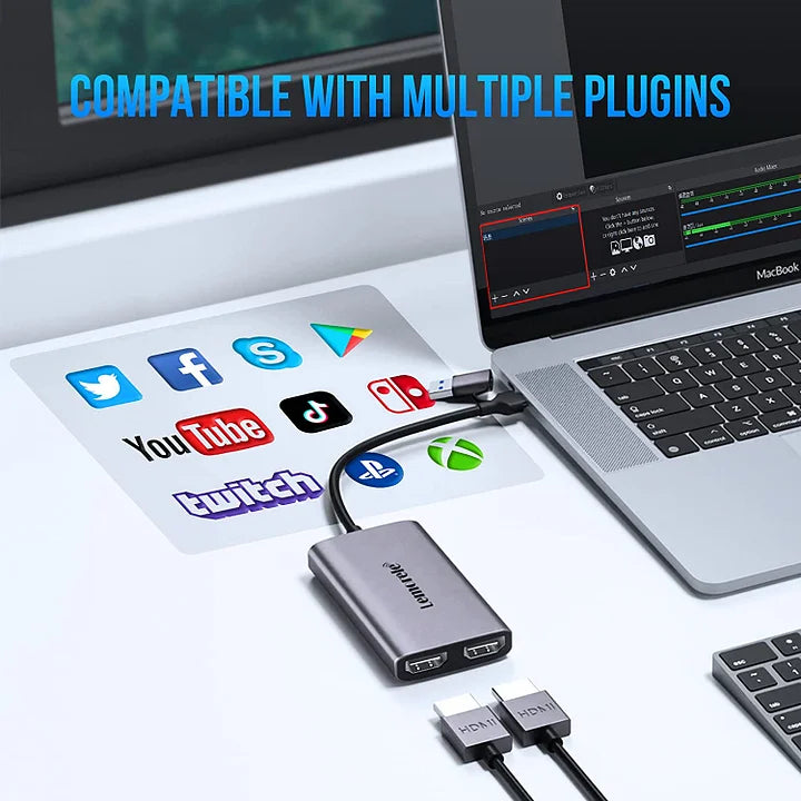 Lemorele 4K HDMI Video Capture Card - USB C & USB 3.0 Compatible for Live Streaming, Gaming, Recording | Works with PS5, Xbox, Switch, PC, Mac | Ultra HD 1080P/4K 60FPS Low Latency | Perfect for Twitch, YouTube, OBS Studio