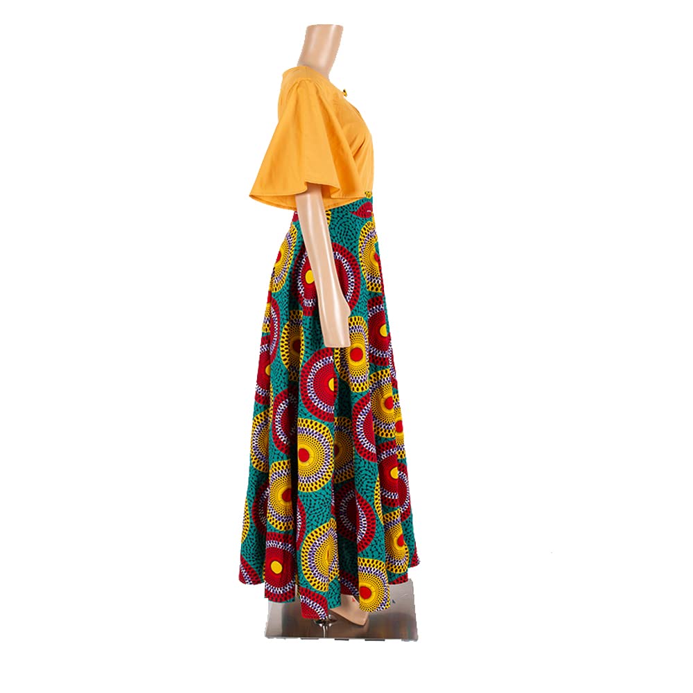 Elegant Plus Size African Print Maxi Dress for Women - Long Party Dress with Graceful Wax Print - Perfect for Weddings, Festivals & Special Occasions