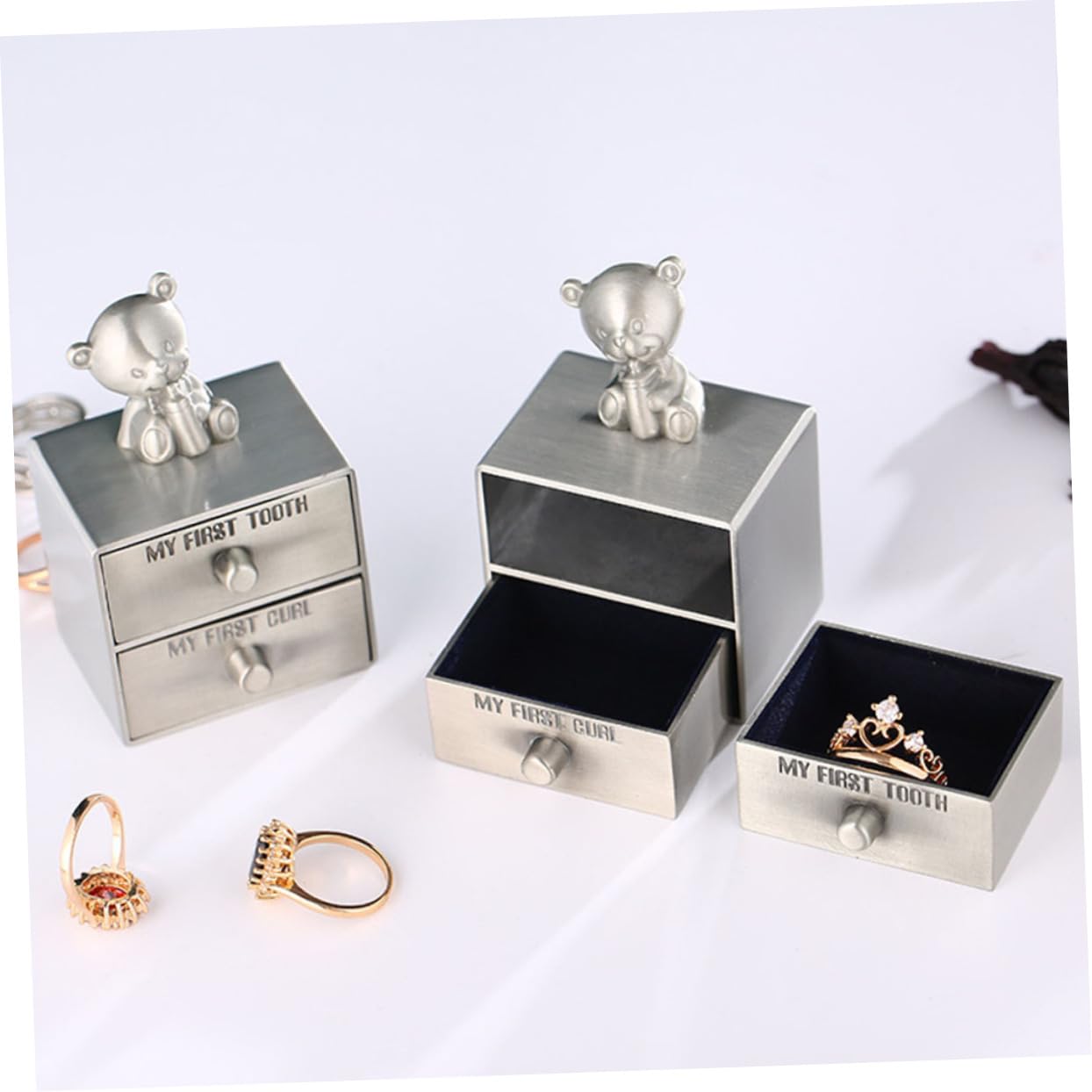 Baby Tooth Keepsake Box - Metal Jewelry Storage for Newborn Teeth & Small Trinkets | Perfect First Tooth Memory Gift