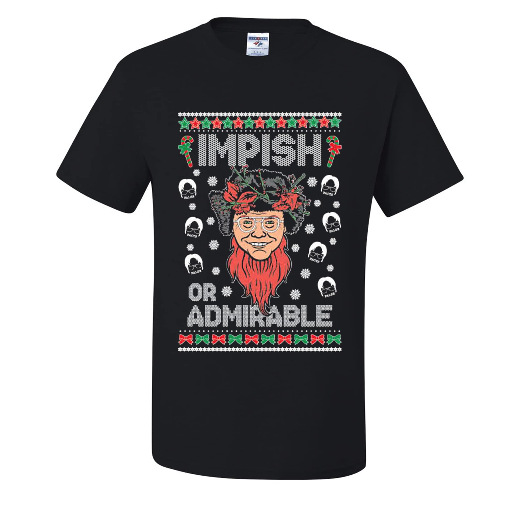Funny The Office Belsnickel Ugly Christmas T-Shirt - Impish or Admirable Holiday Sweater Alternative - Perfect for Office Parties & Festive Gatherings