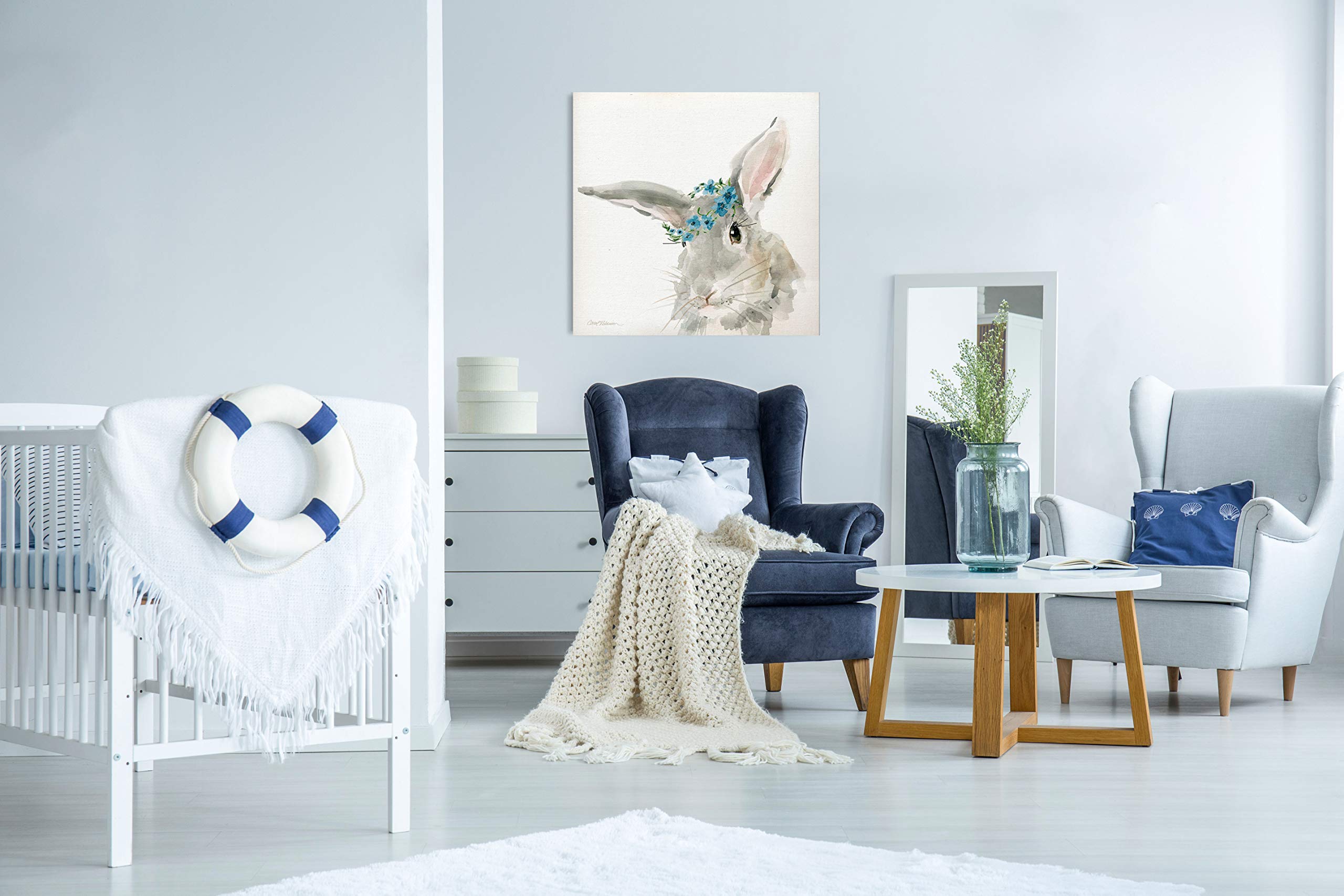 Glamour Girls Rabbit Wall Art - 16x16 Inch Nursery Decor, Kids Room & Playroom Animal Print - Perfect for Baby Shower Gifts & Children's Bedroom Decoration