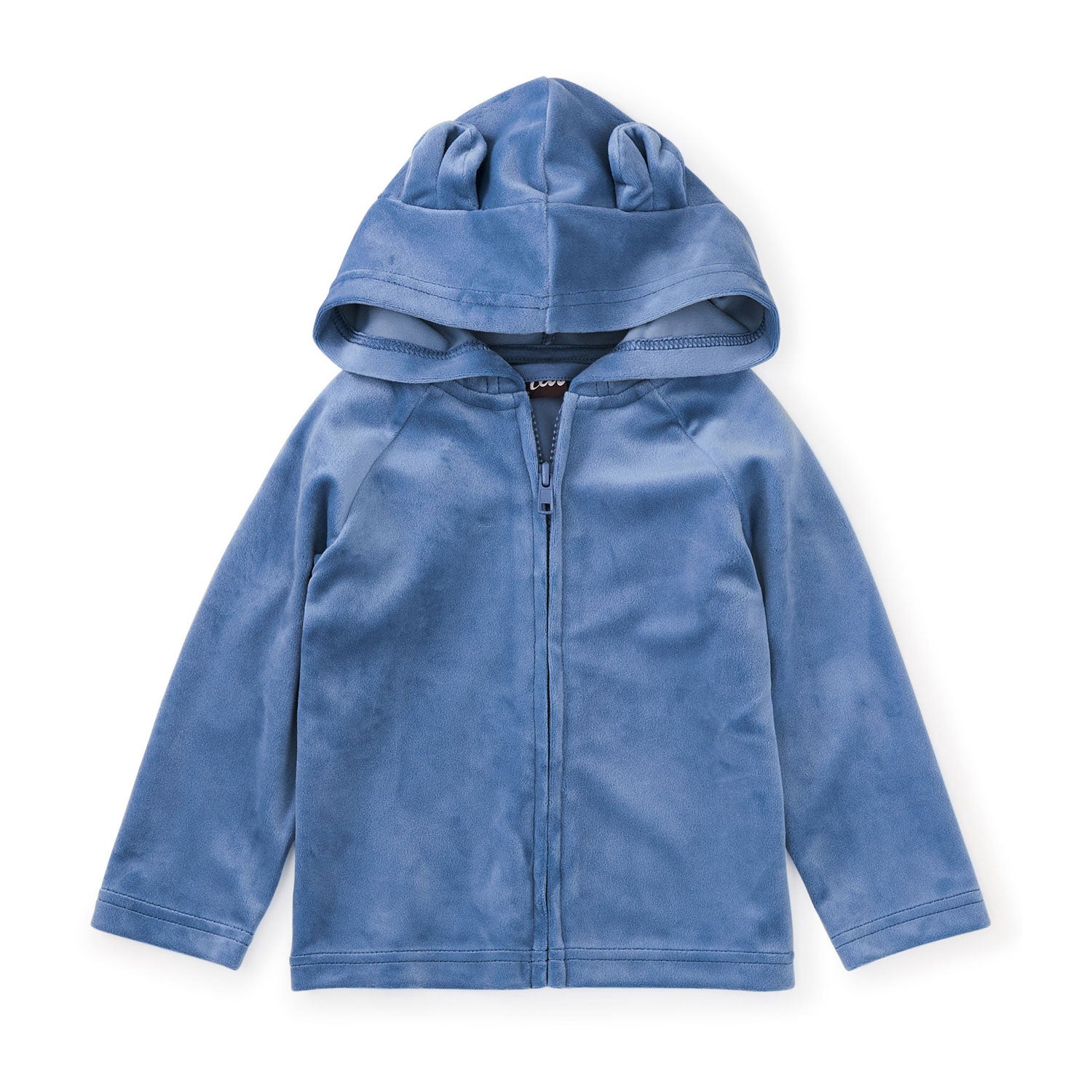 Bear Ears Velour Baby Hoodie - Soft Coronet Blue Cozy Winter Jacket for Infants | Perfect for Playdates & Outdoor Adventures