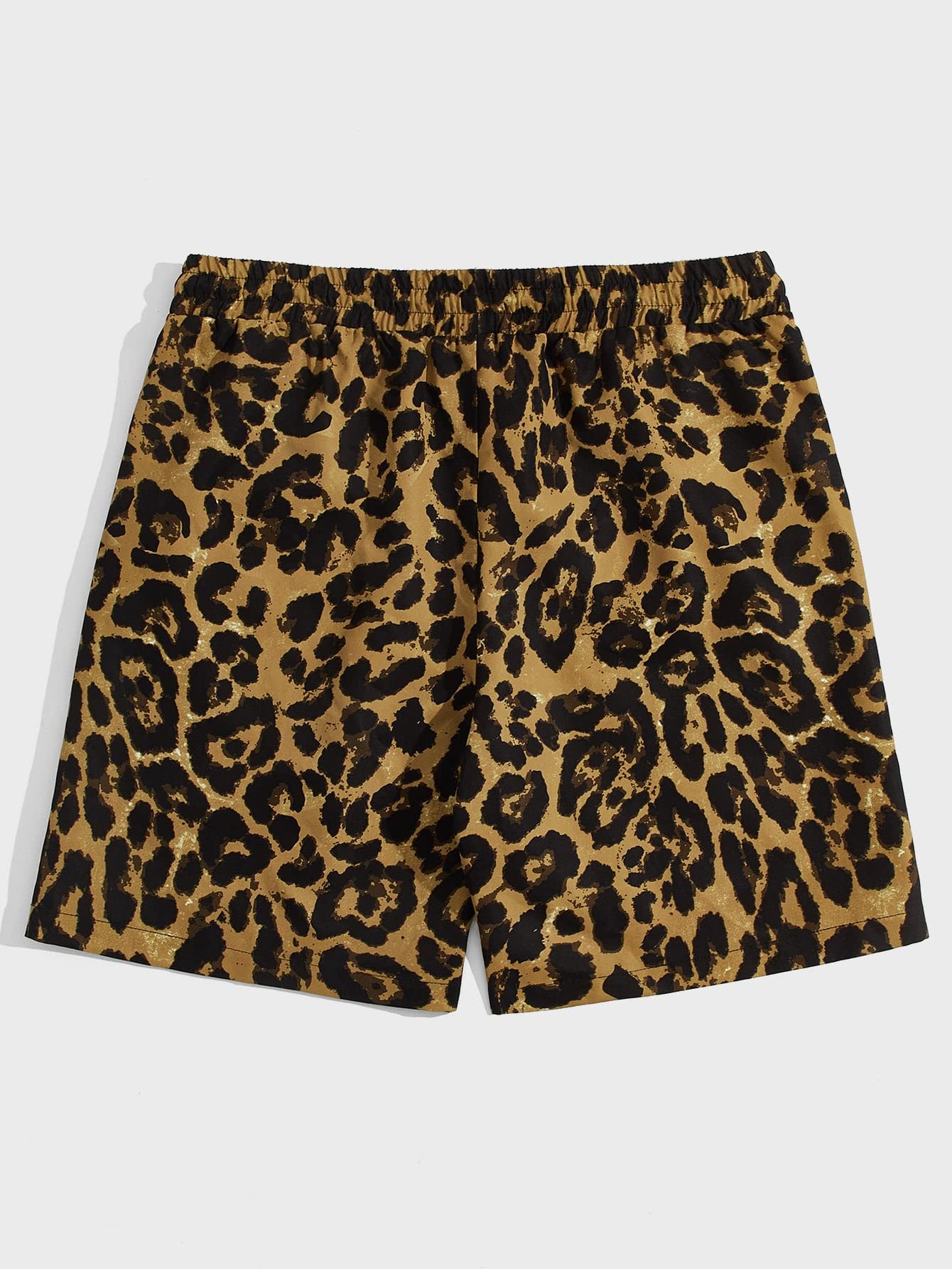 GORGLITTER Men's Leopard Print Graphic Workout Shorts - Athletic Training Shorts with Drawstring Waist & Wide Leg Design for Gym, Running, and Casual Wear