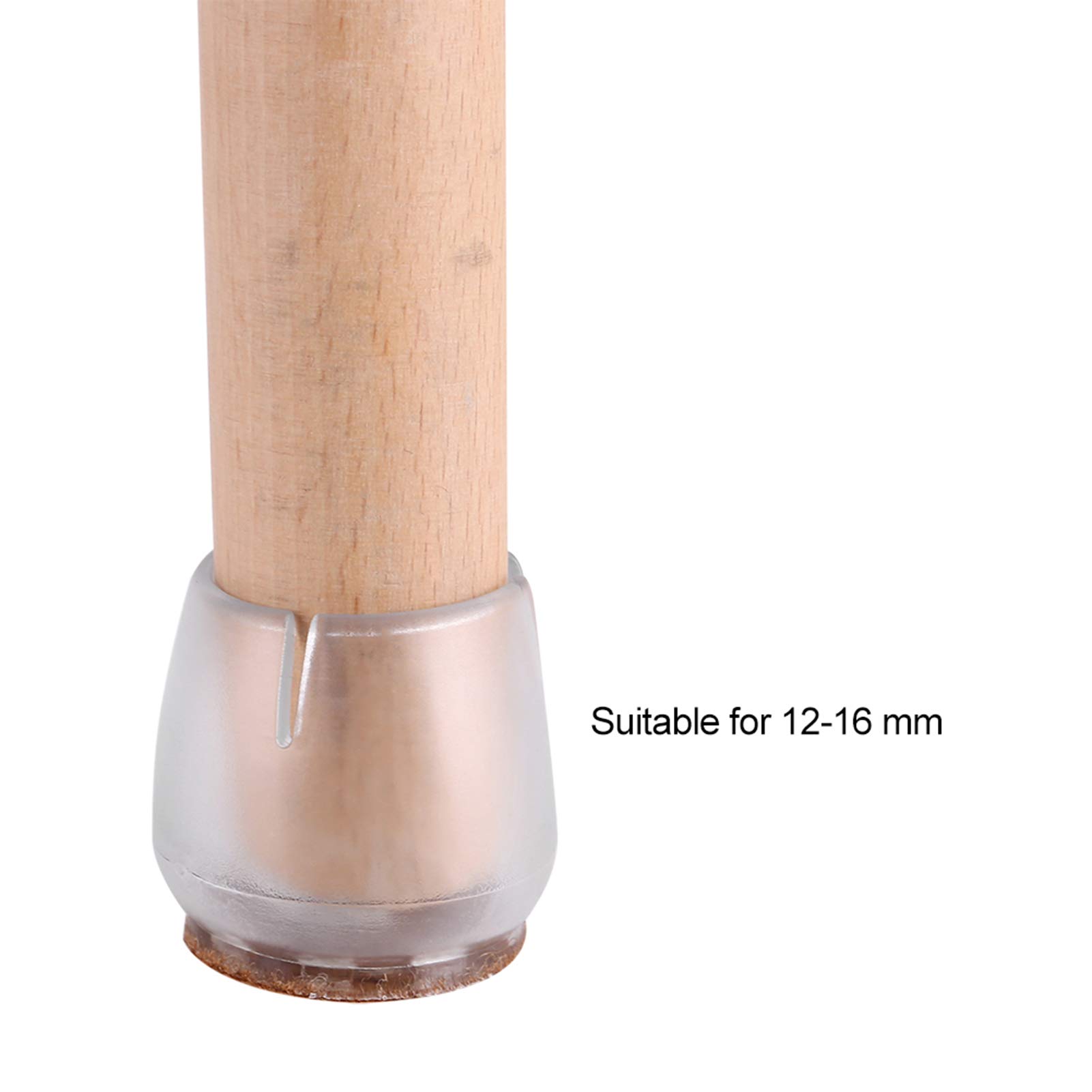 Tyenaza 16-Piece Clear PVC Furniture Leg Caps - Non-Slip Chair & Table Leg Protectors for Hardwood Floors (Fits 12-16mm Diameter) - Perfect for Dining Tables, Office Chairs & Home Furniture Protection