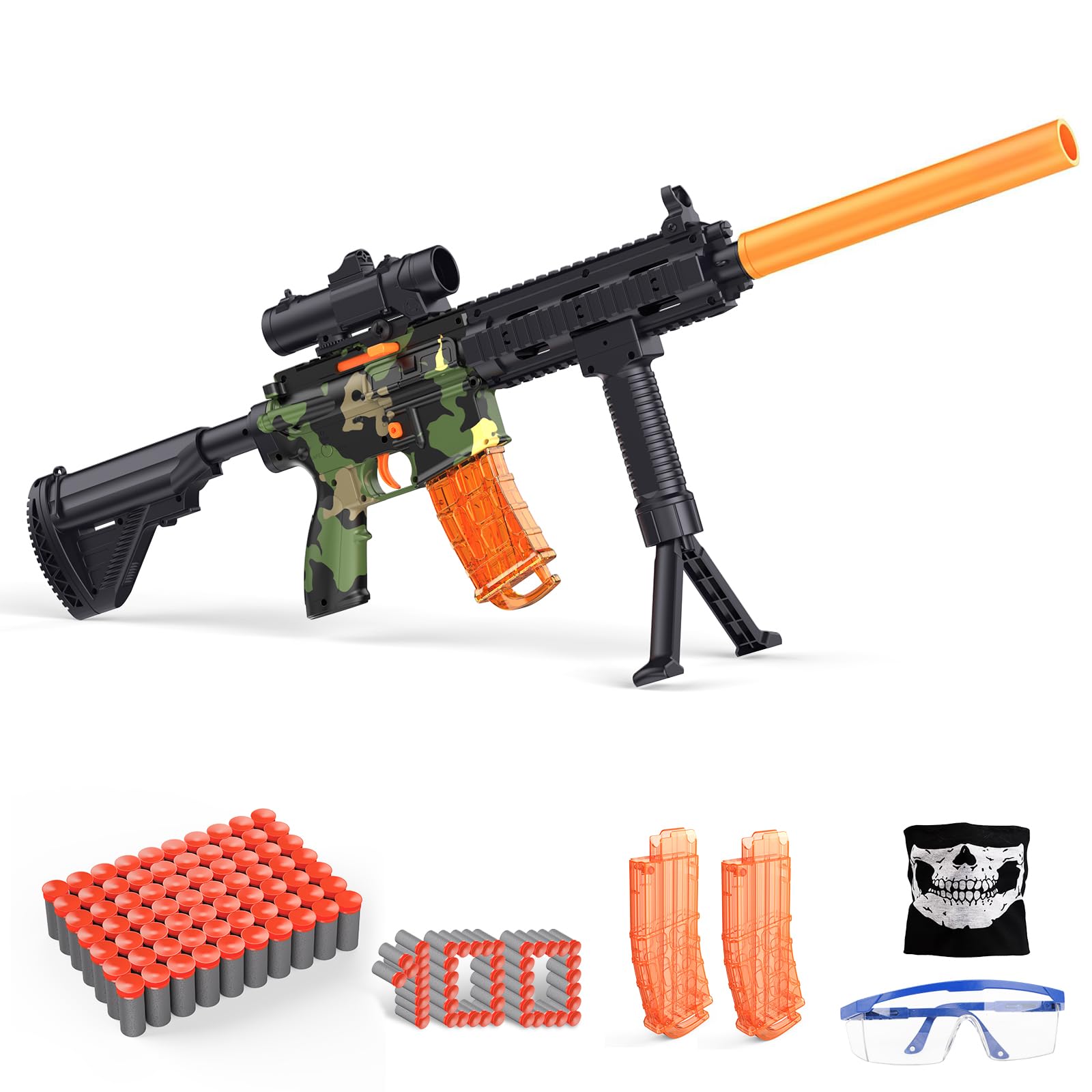 **Best Kids Toy Foam Blaster Gun Set - Manual Sniper Rifle with Scope, 100 Soft Bullets & 2 Magazines, Tactical Face Towel - Outdoor Play, Nerf Battle, Birthday Gifts for Boys & Girls**