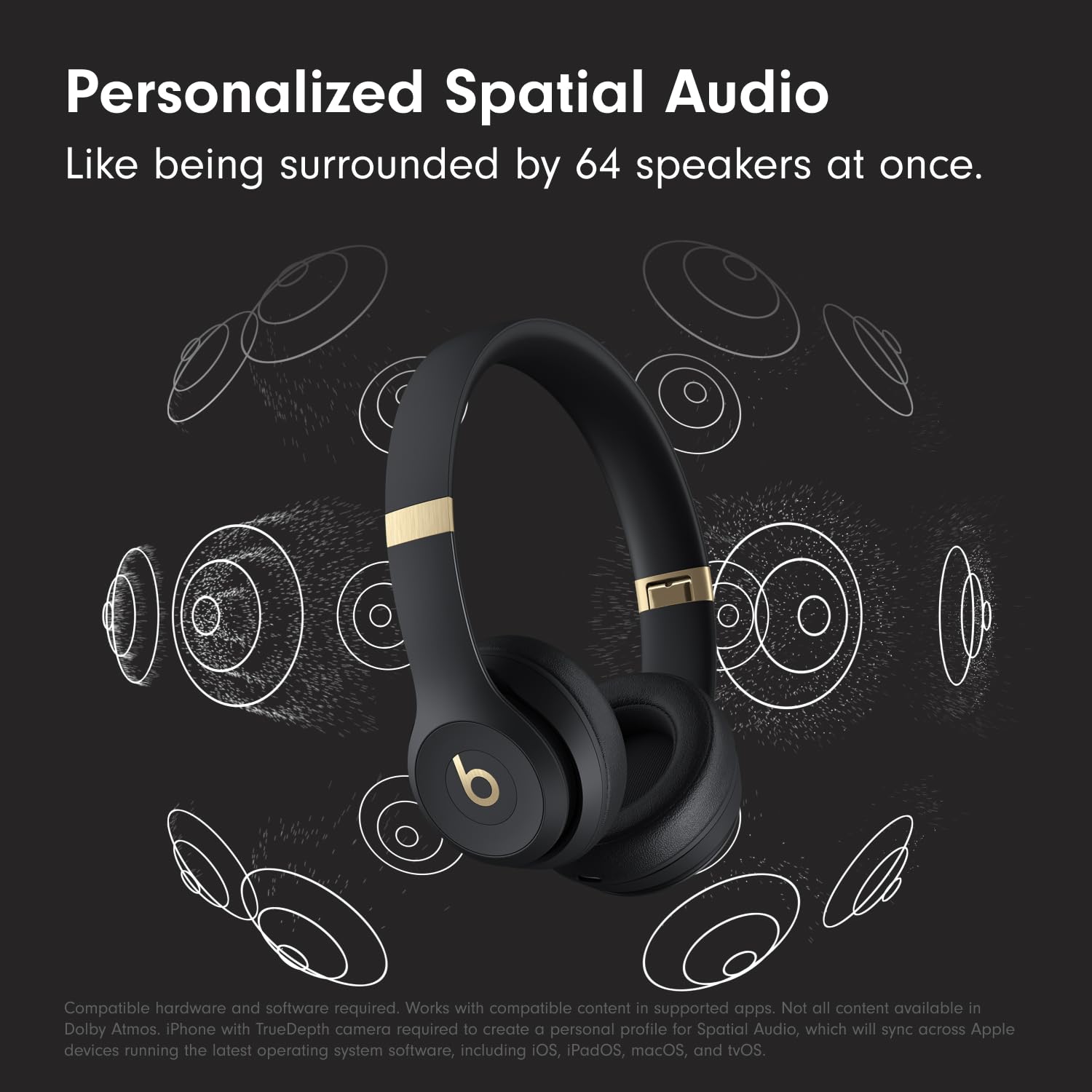 Beats Solo 4 Wireless Bluetooth On-Ear Headphones - 50H Battery, Apple & Android Compatible, Noise Isolation - Black & Gold Edition for Commuting, Workouts & Travel