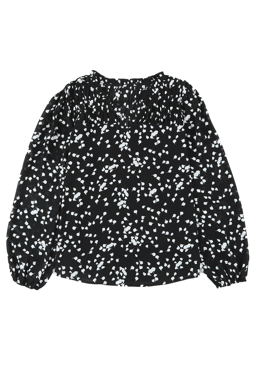 Stylish V Neck Printed Crinkled Long Sleeve Blouse for Women - Trendy Casual & Office Wear