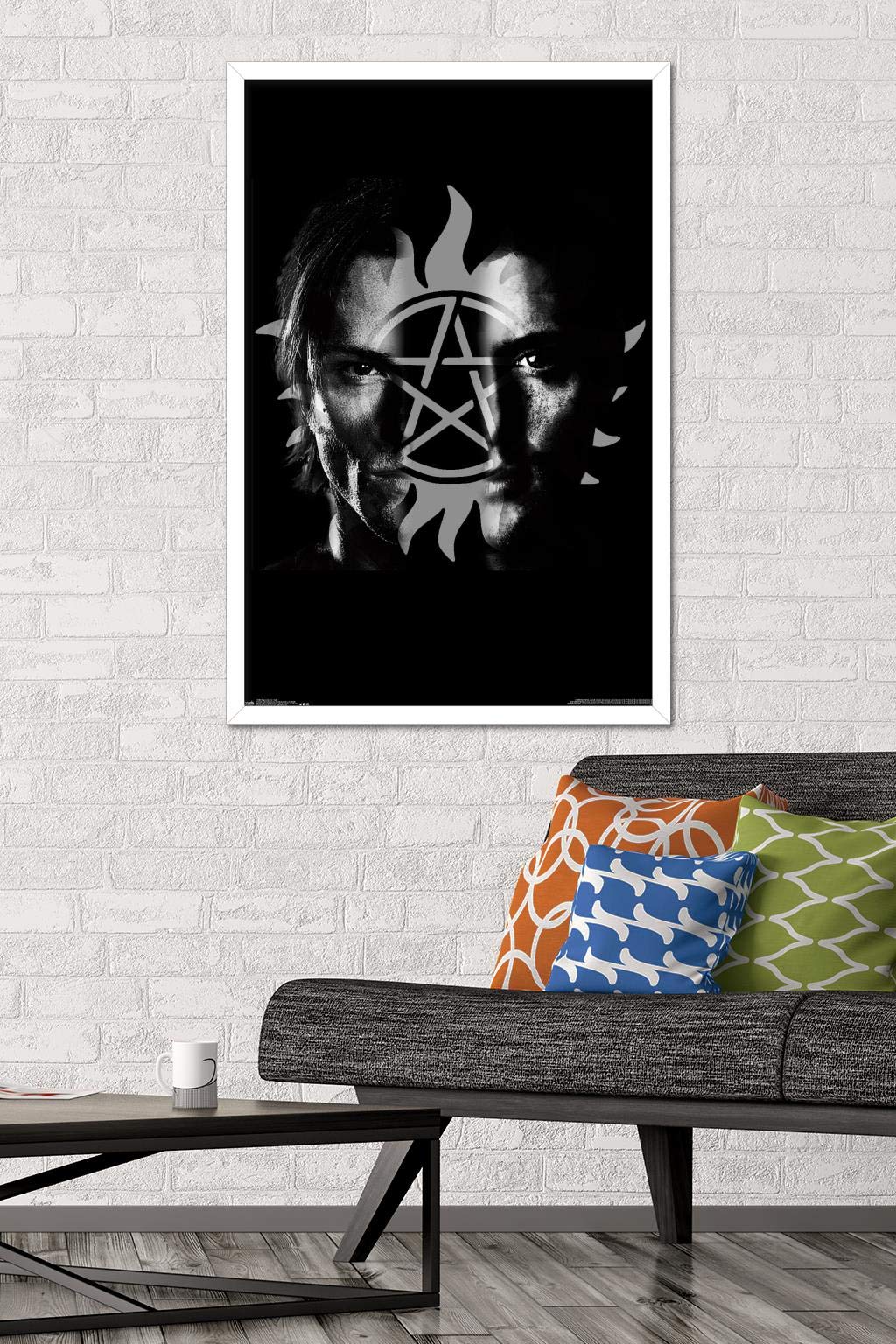 Supernatural TV Show Split Wall Poster - 22.375 x 34 Inches, White Framed Version - Perfect for Home Decor, Office & Gift for Fans