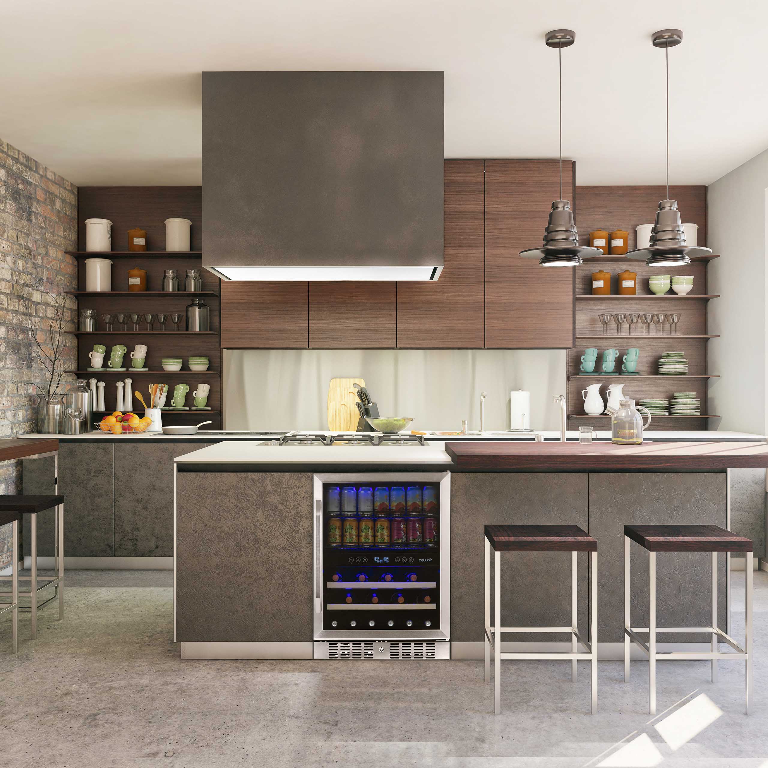 Newair® 70 Can 20 Bottle Dual Zone Beverage Refrigerator - Built-in Wine Cooler & Beer Fridge for Home Bar, Kitchen, or Office Use
