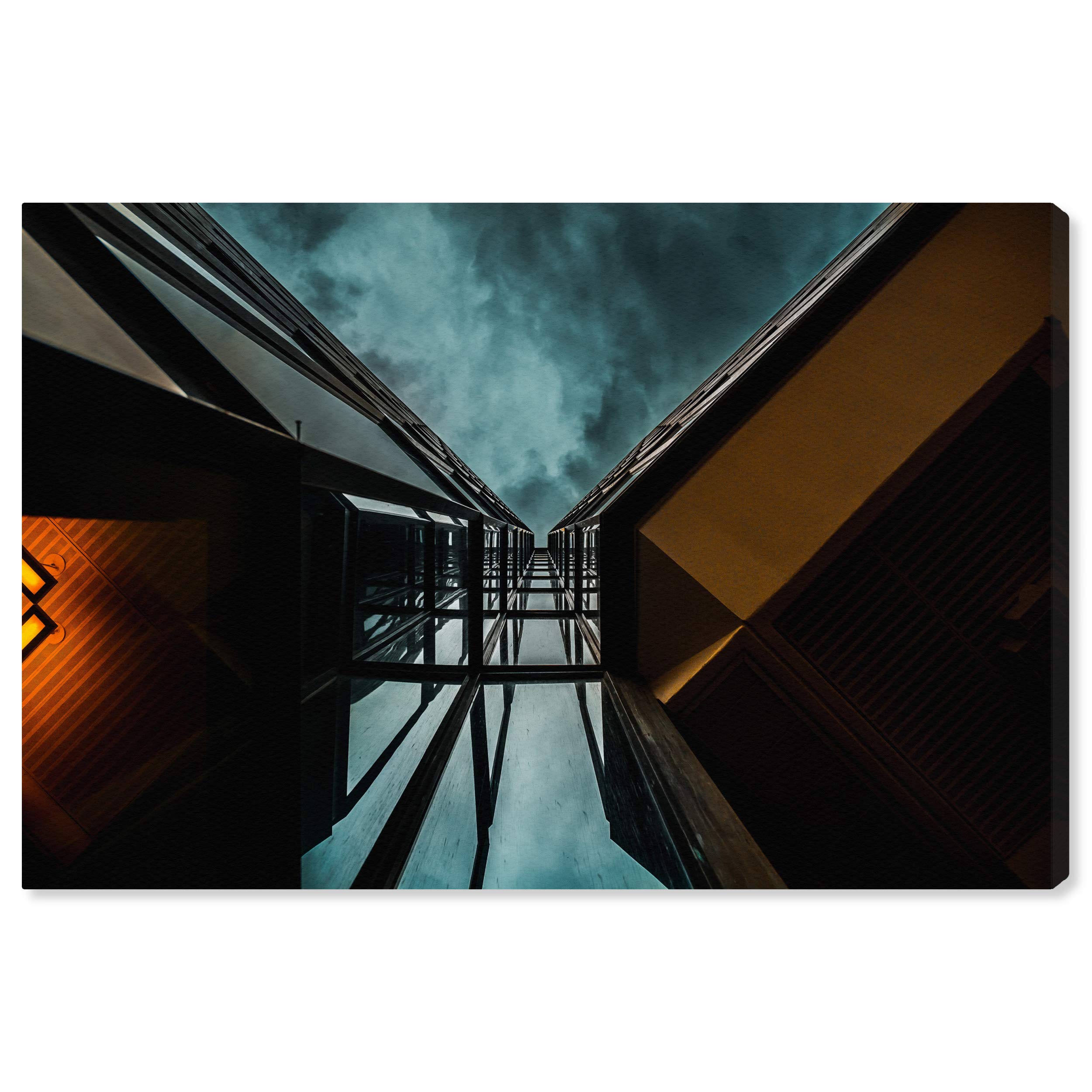 Oliver Gal Artist Co. 'From Below' Architecture Wall Art Canvas Print - Modern Green & Black Home Decor (36x24 Inches) - Perfect for Living Room, Bedroom or Office Wall Decor