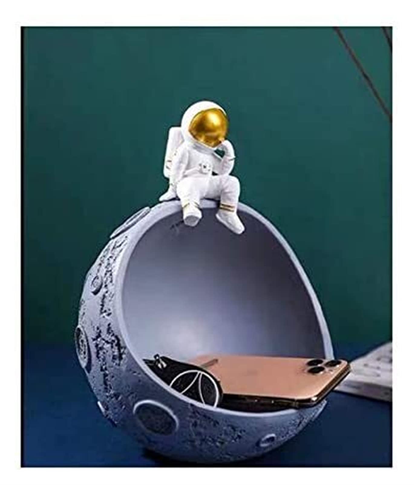 Resin Astronaut Storage Box - Gray Home Decor for Living Room & Office